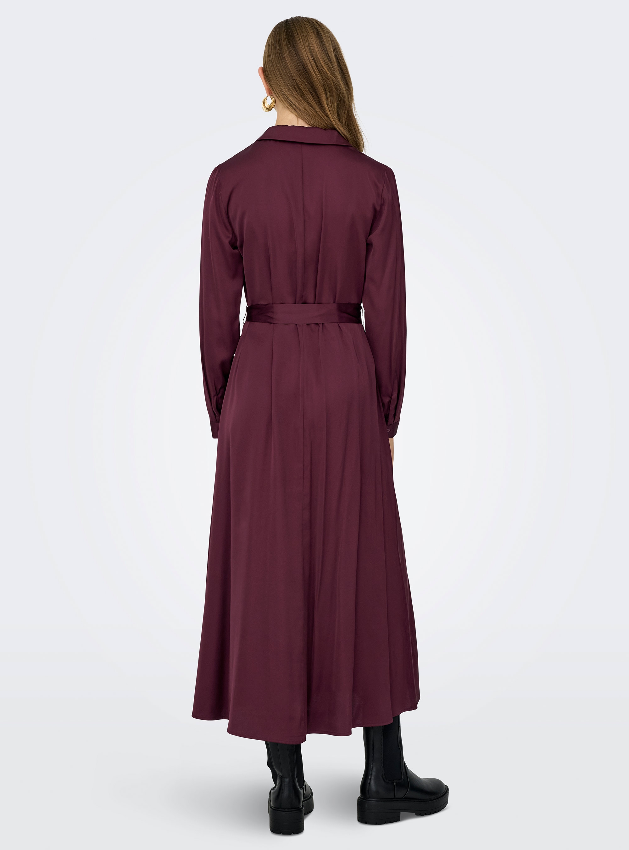 Only Mika Satin Long Dress - Bordeaux