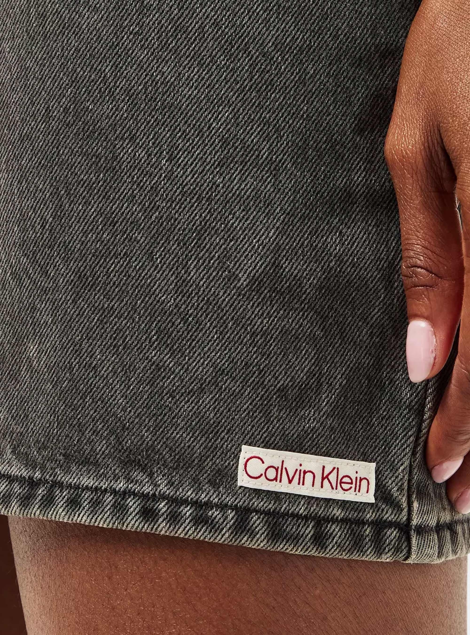 Calvin Klein Scoop Neck Denim Mini Dress - Black Denim