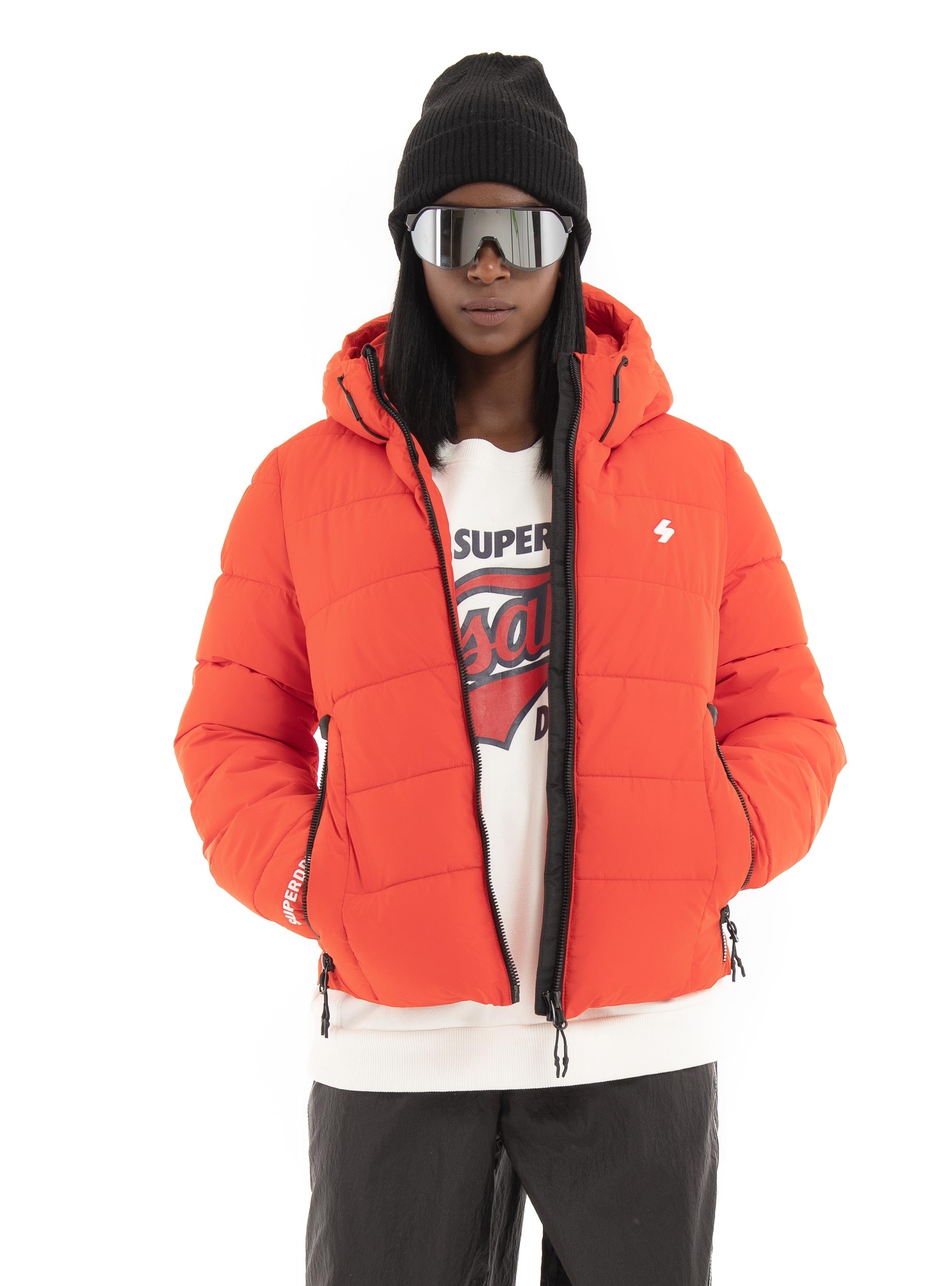 SUPERDRY Womens Hooded Spirit Sports Puffer Jacket Optic
