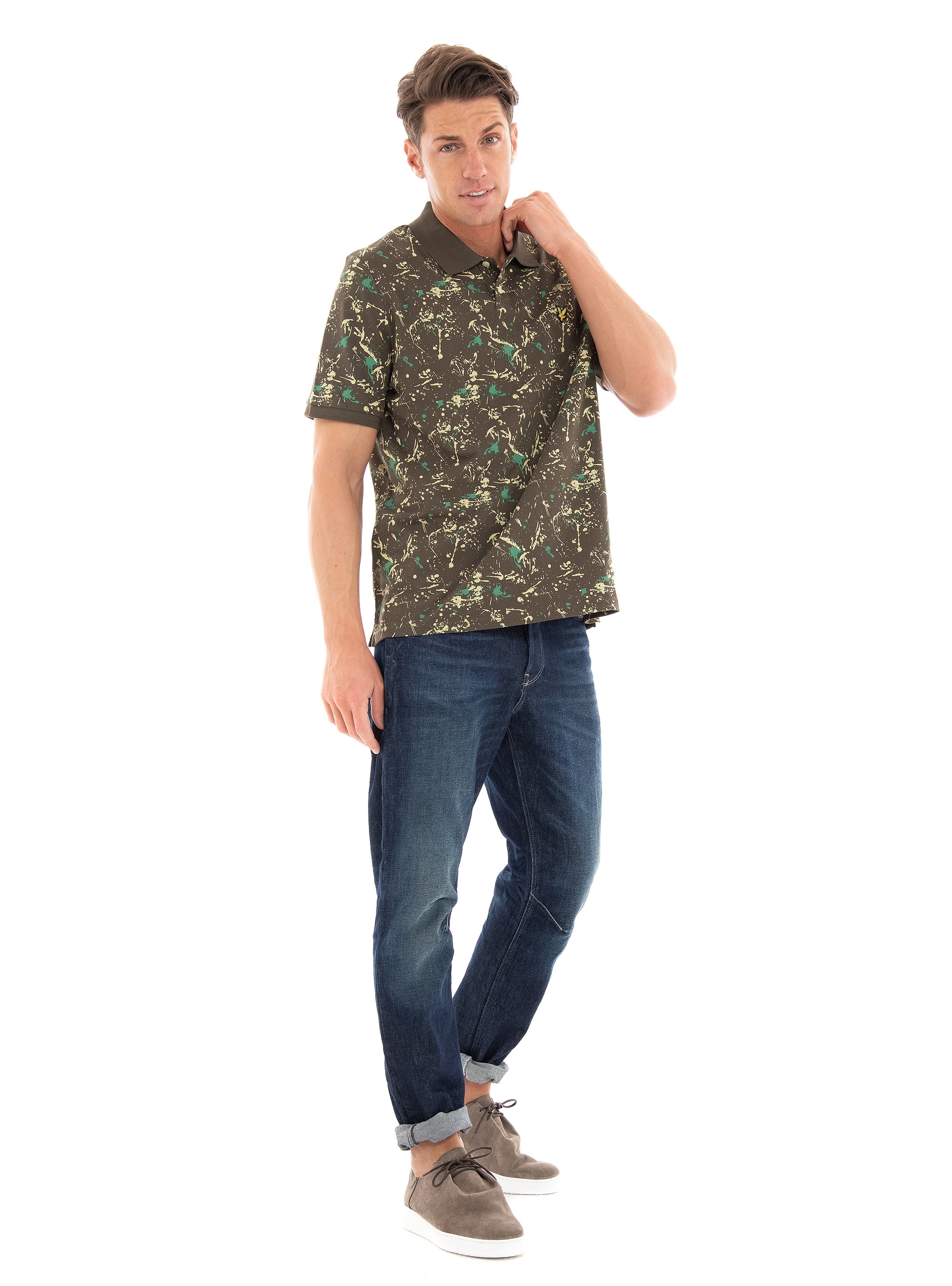 Lyle & Scott Splatter Polo Shirt - Olive