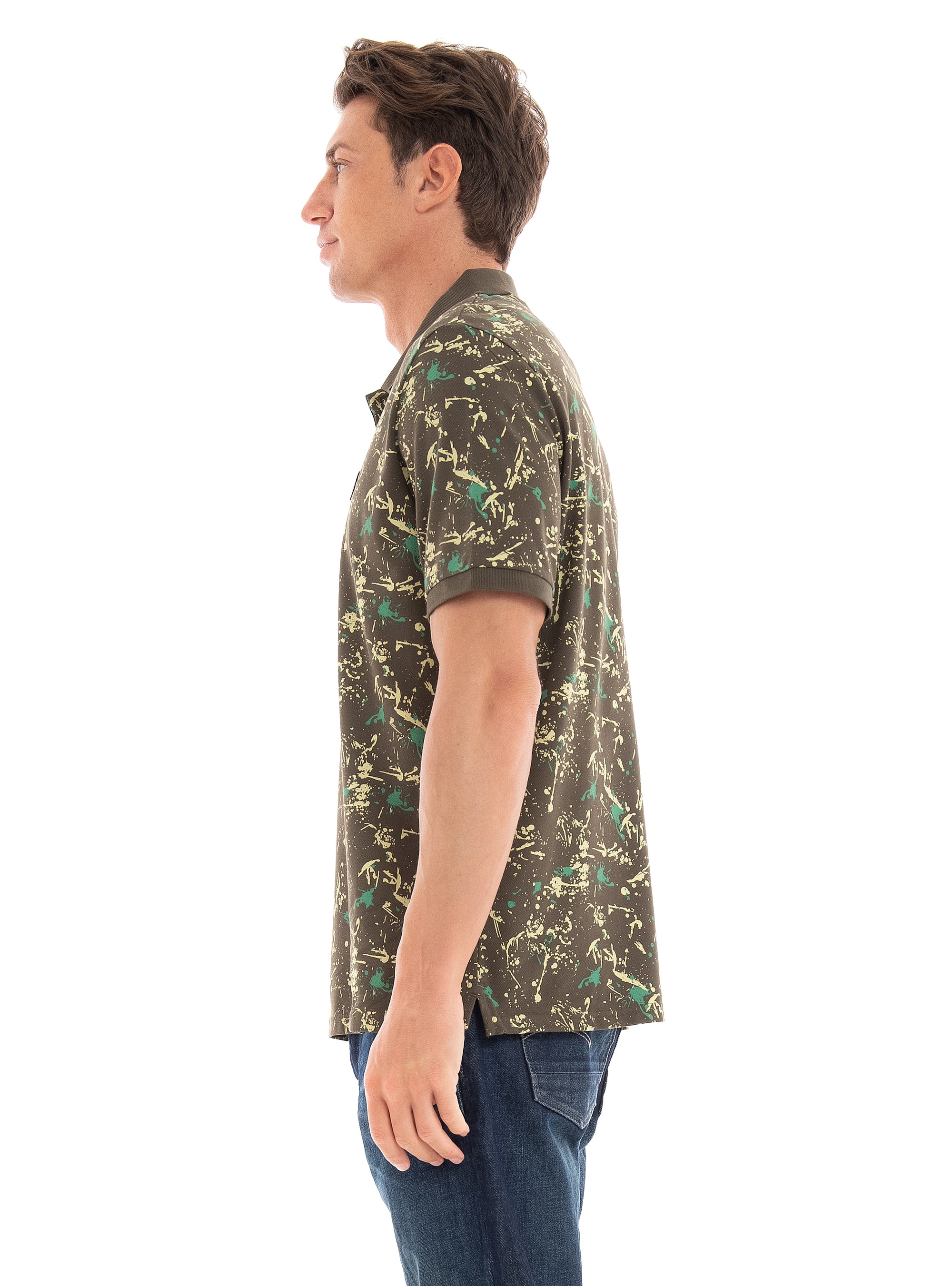 Lyle & Scott Splatter Polo Shirt - Olive