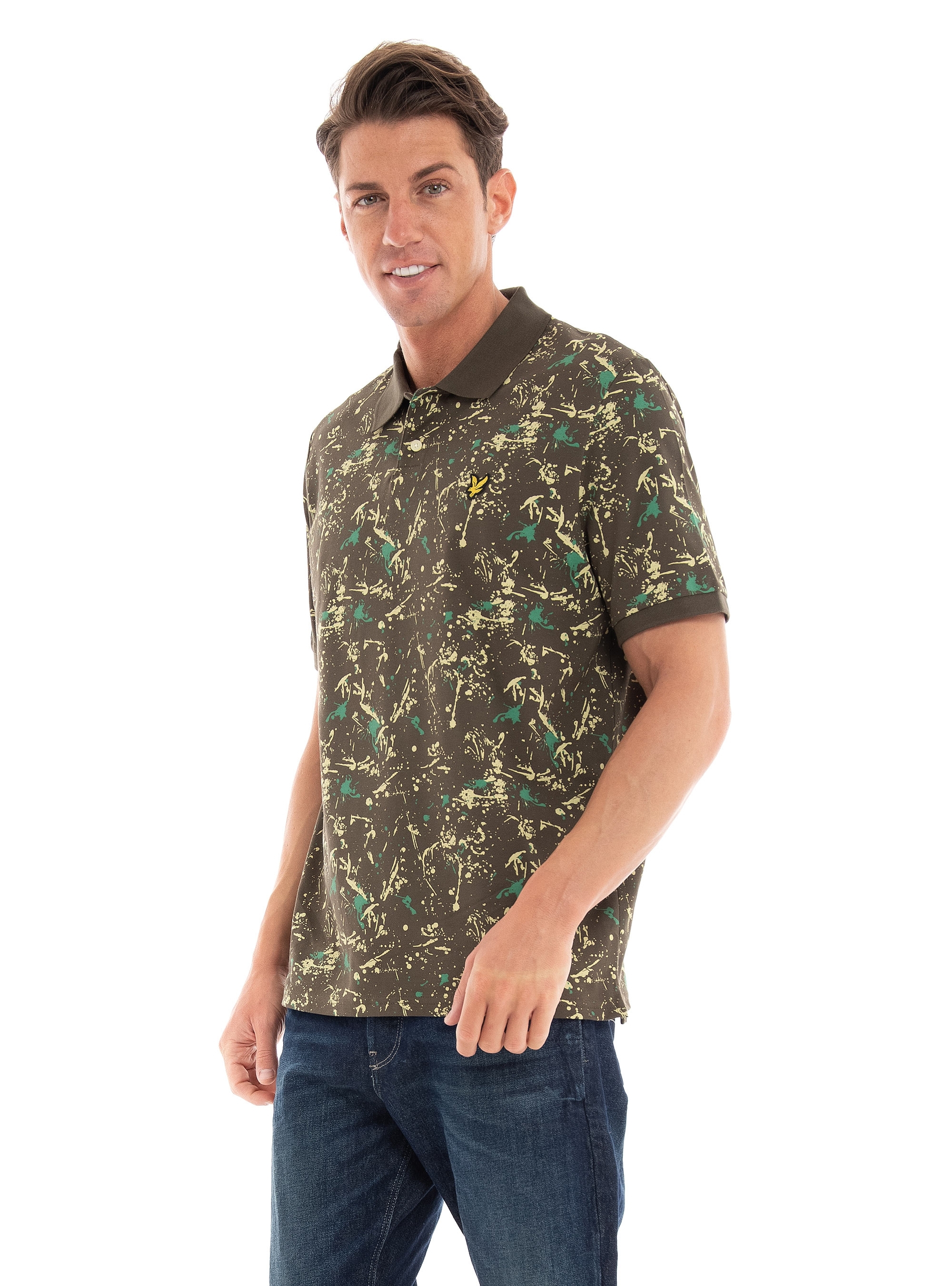 Lyle & Scott Splatter Polo Shirt - Olive