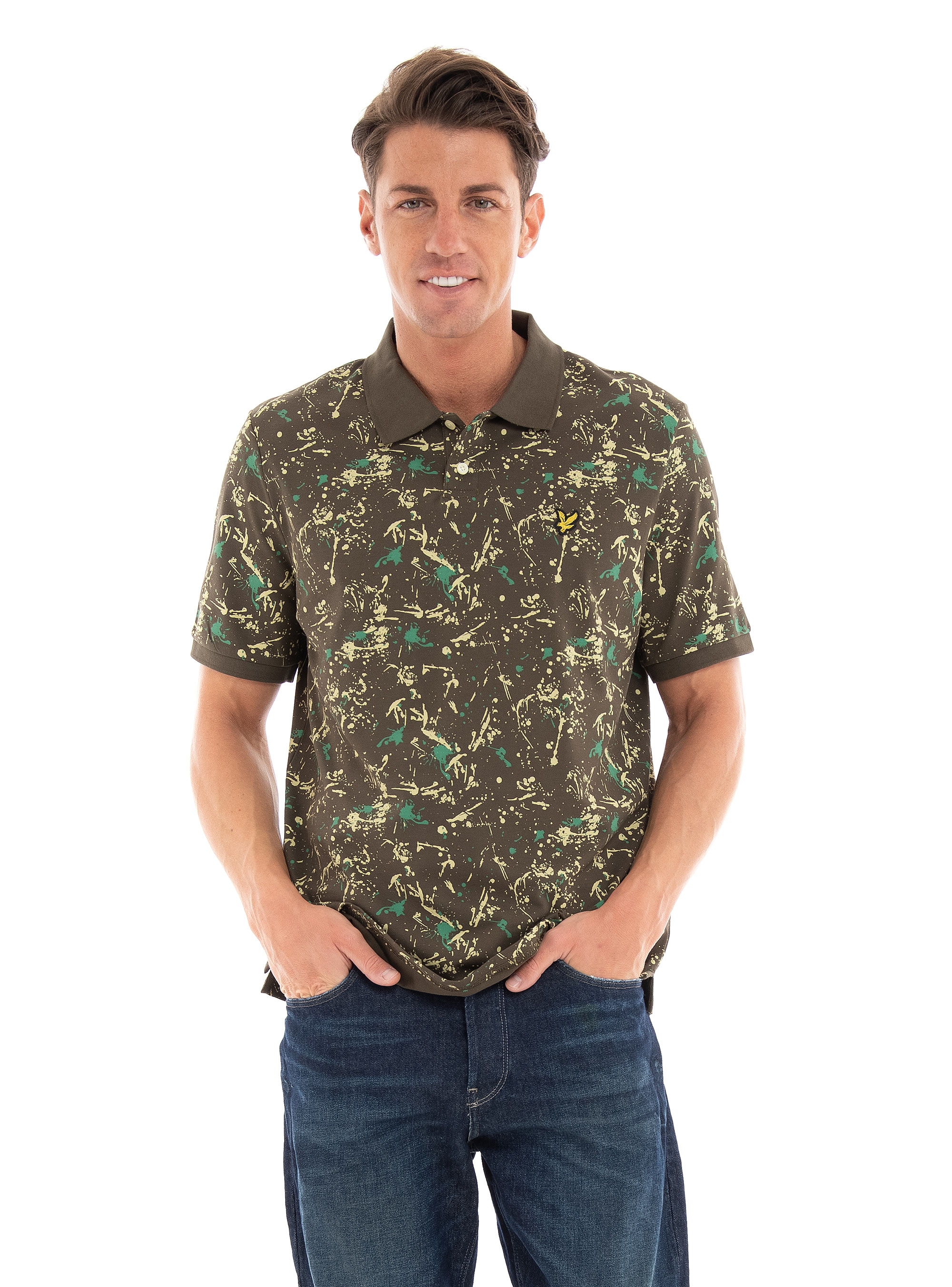 Lyle & Scott Splatter Polo Shirt - Olive