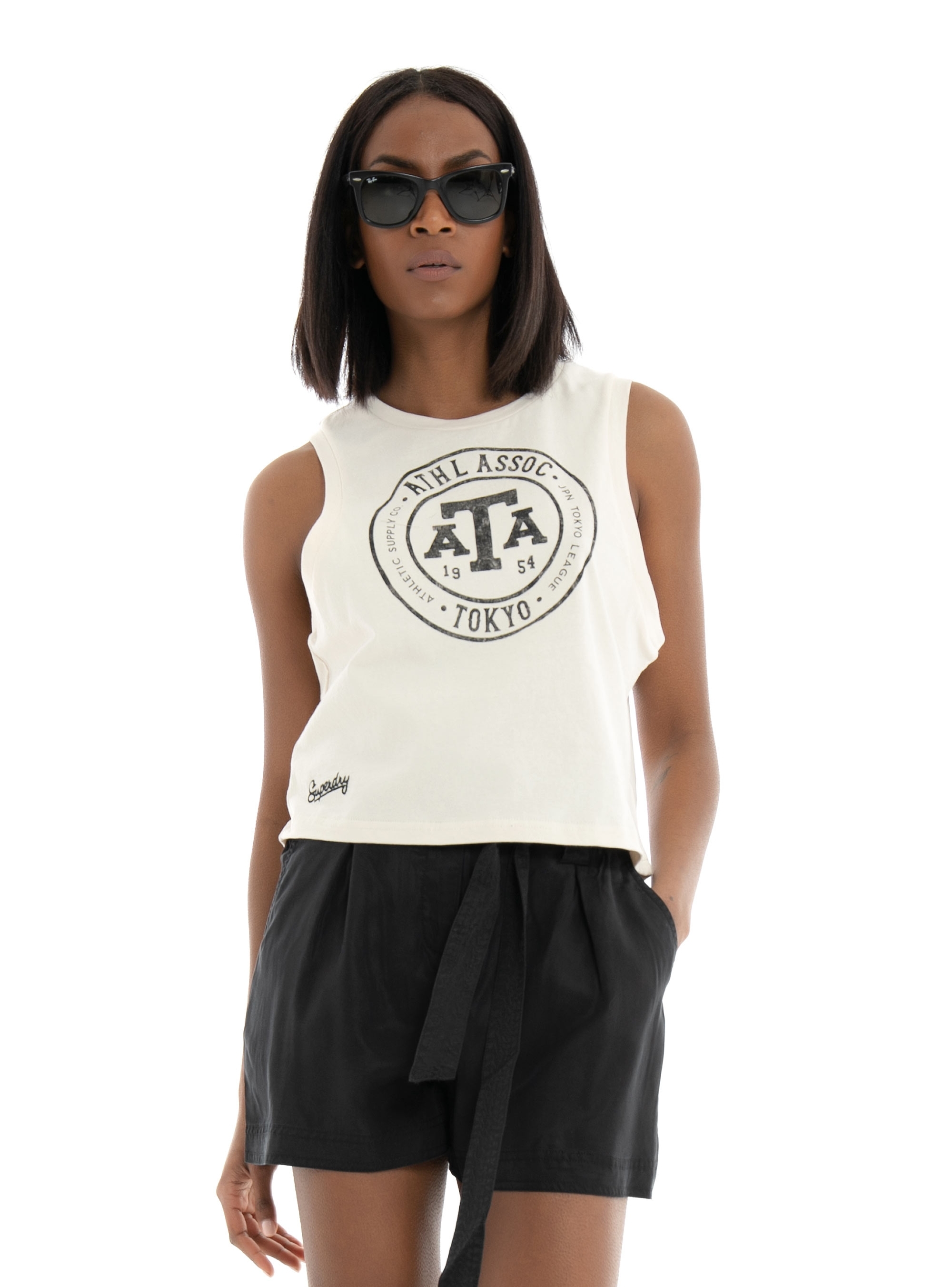 Superdry Ovin Vintage Collegiate Tank Top - Beige