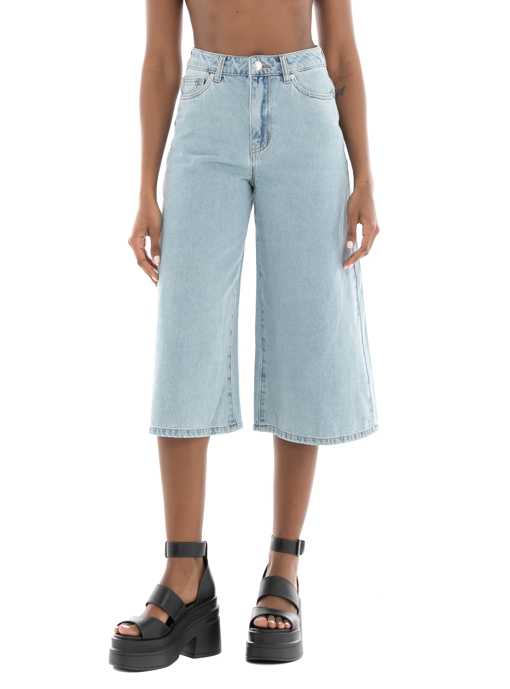 Vero Moda Clive Wide Super Crop Gu3119 Jeans - Light Aged Denim