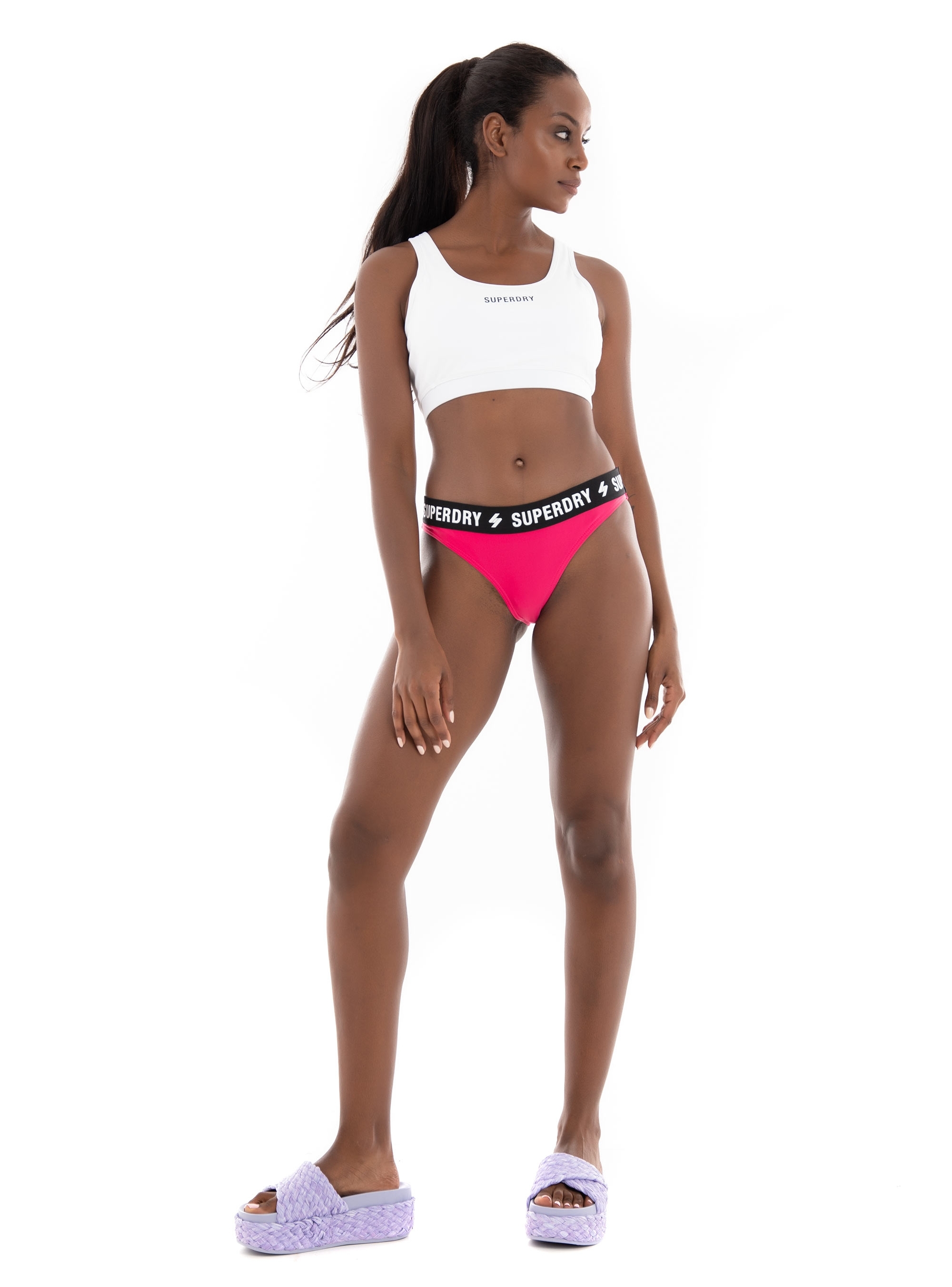 Superdry Micro Logo Elastic Bikini Briefs - Fuchsia