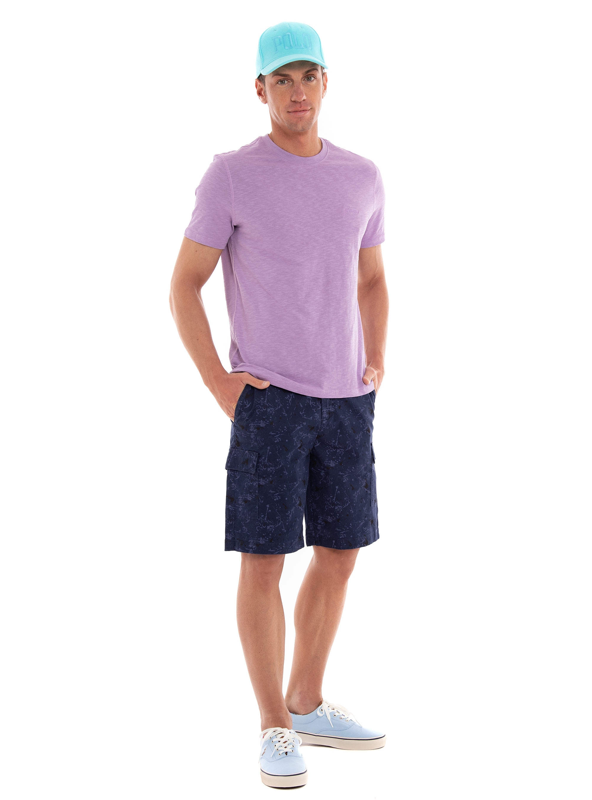 Lyle & Scott Slpatter Print Cargo Shorts - Navy