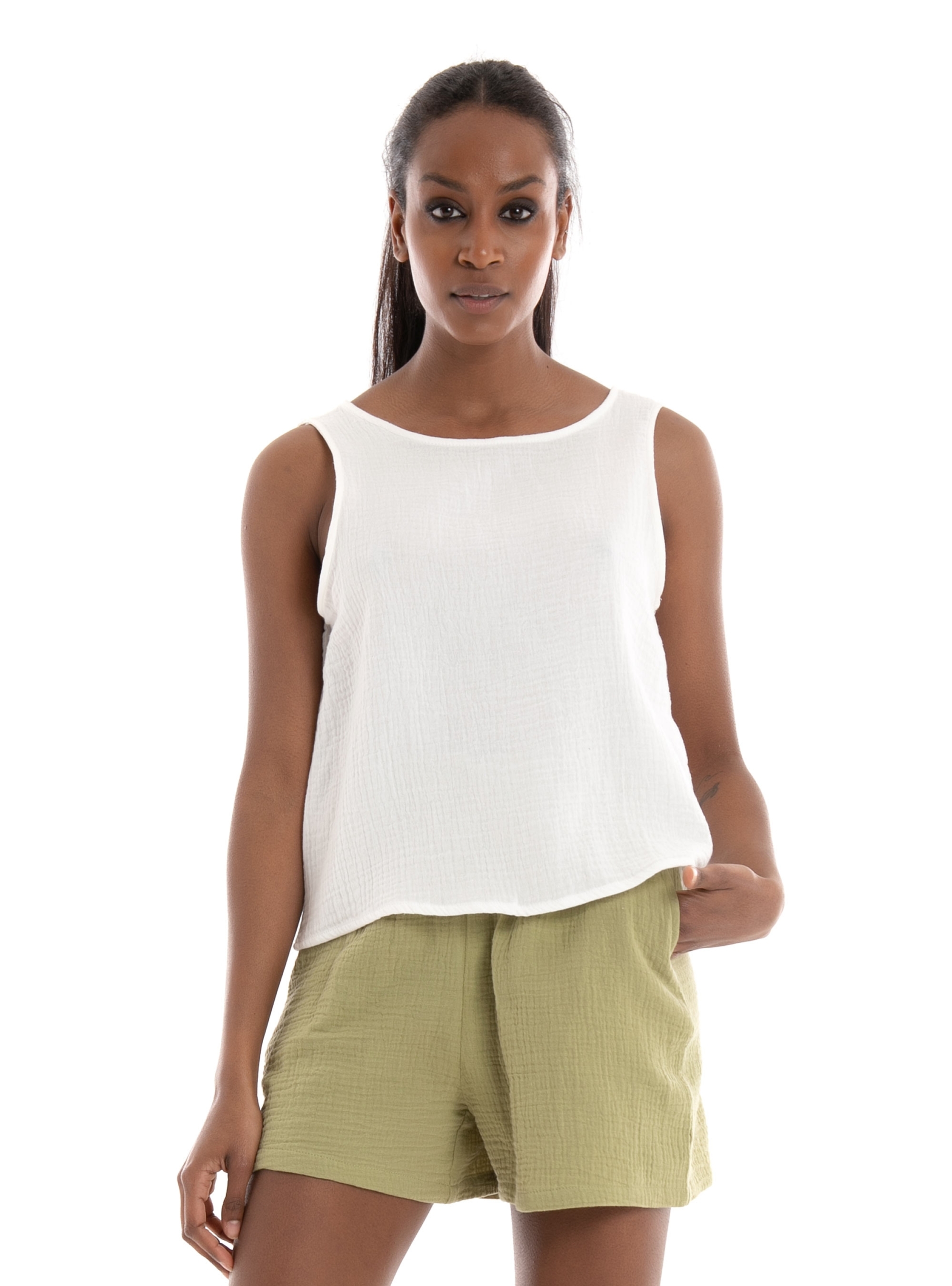 Vero Moda Natali Open Back Top - White