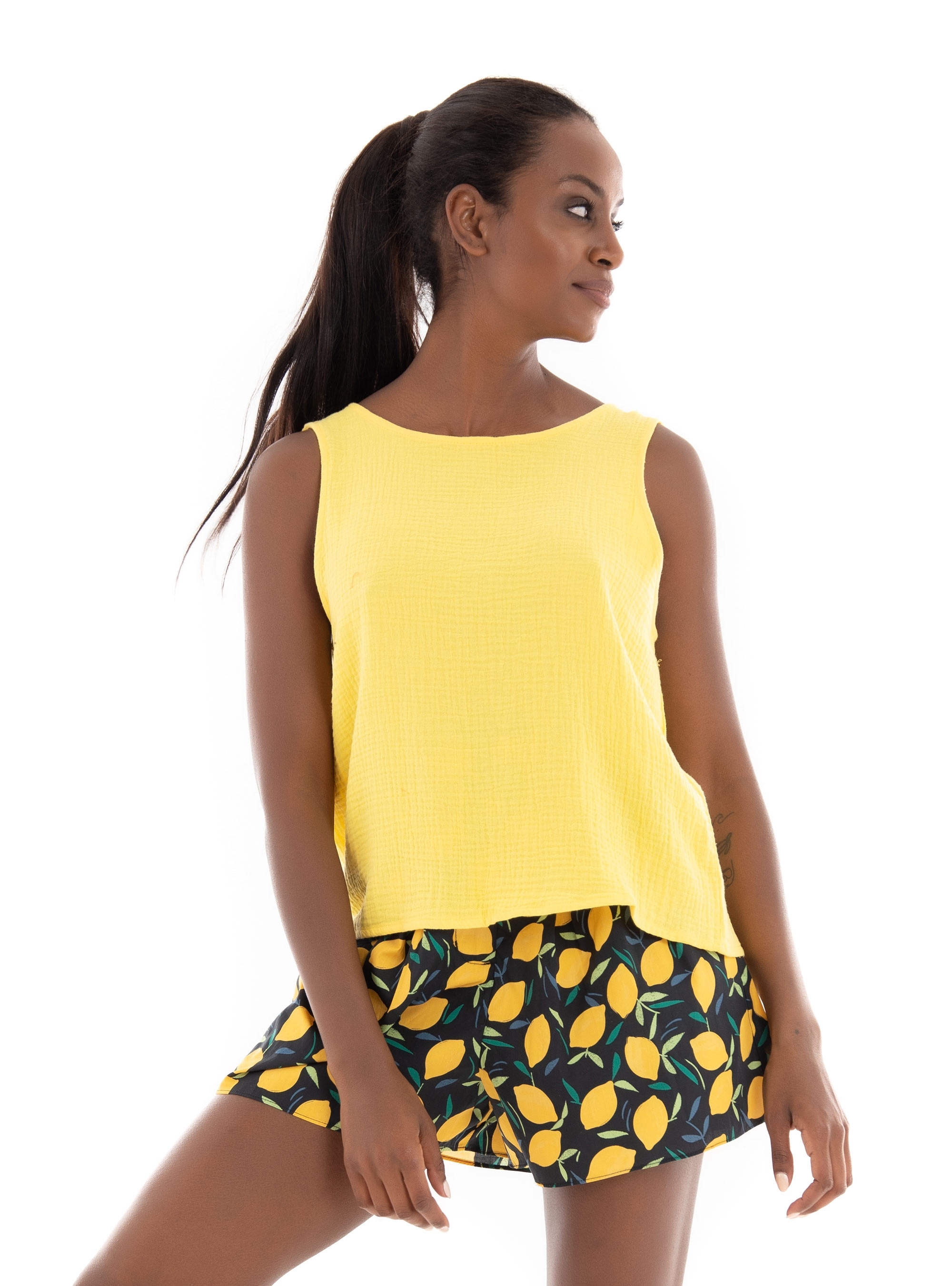 Vero Moda Natali Open Back Top - Yellow