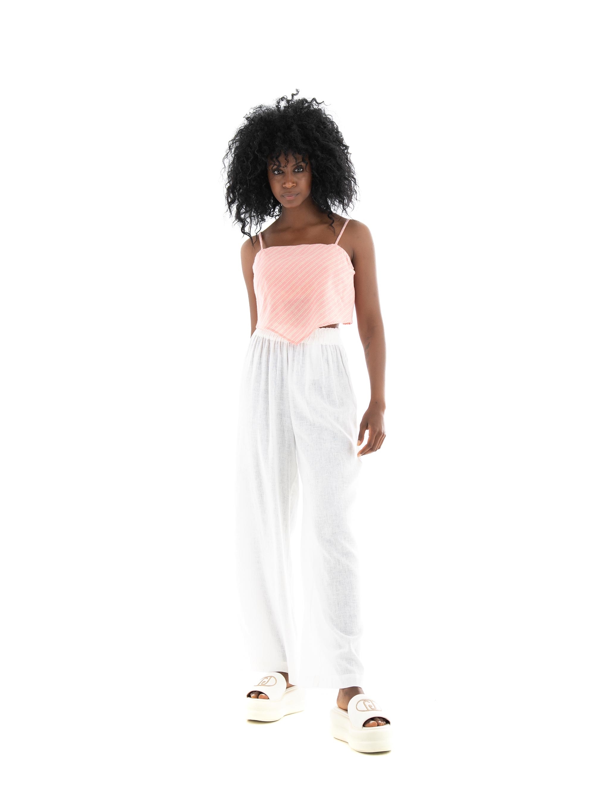 Only Sophie Strap Stripe Crop Top  - Pale Pink