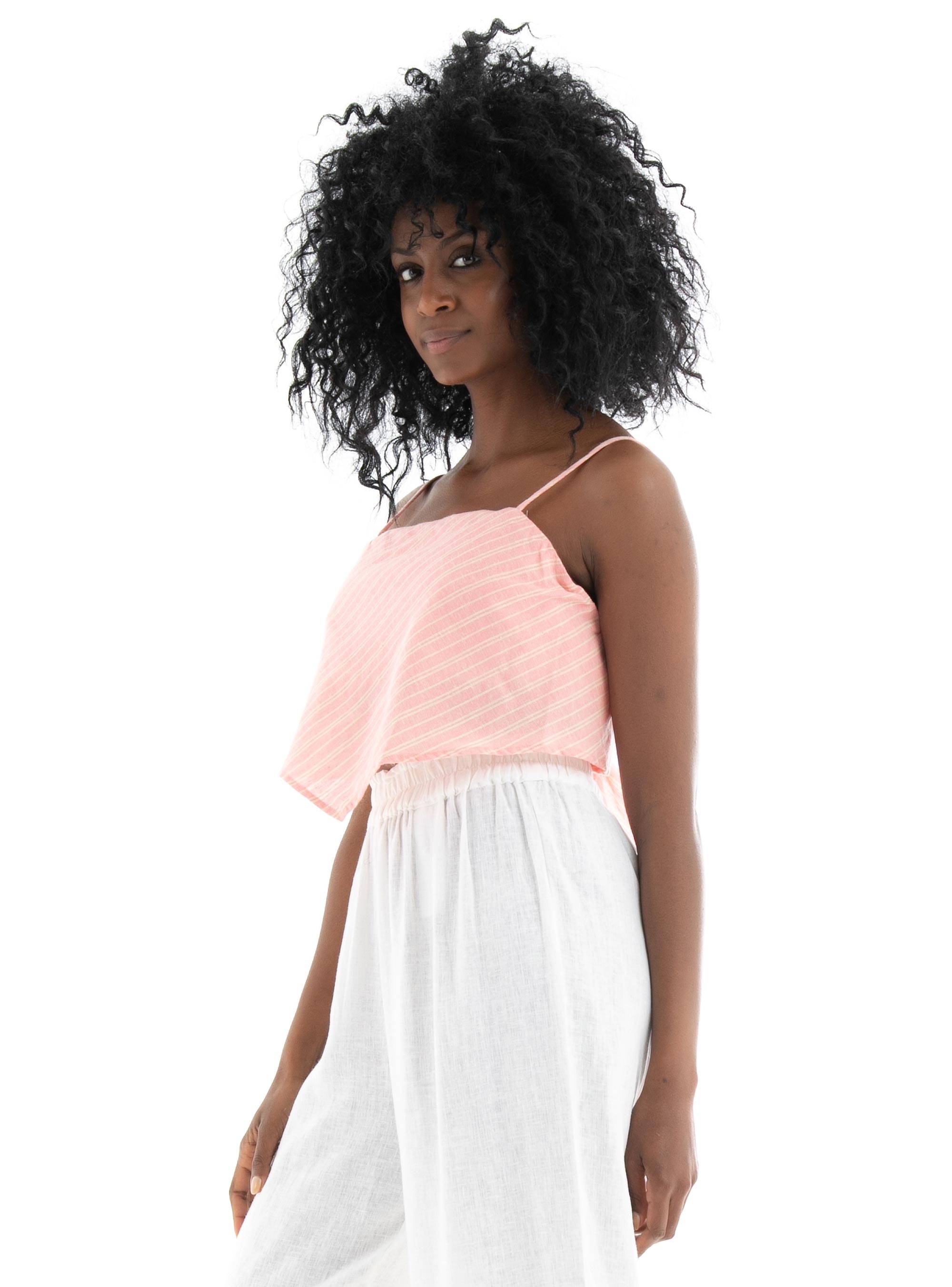 Only Sophie Strap Stripe Crop Top  - Pale Pink