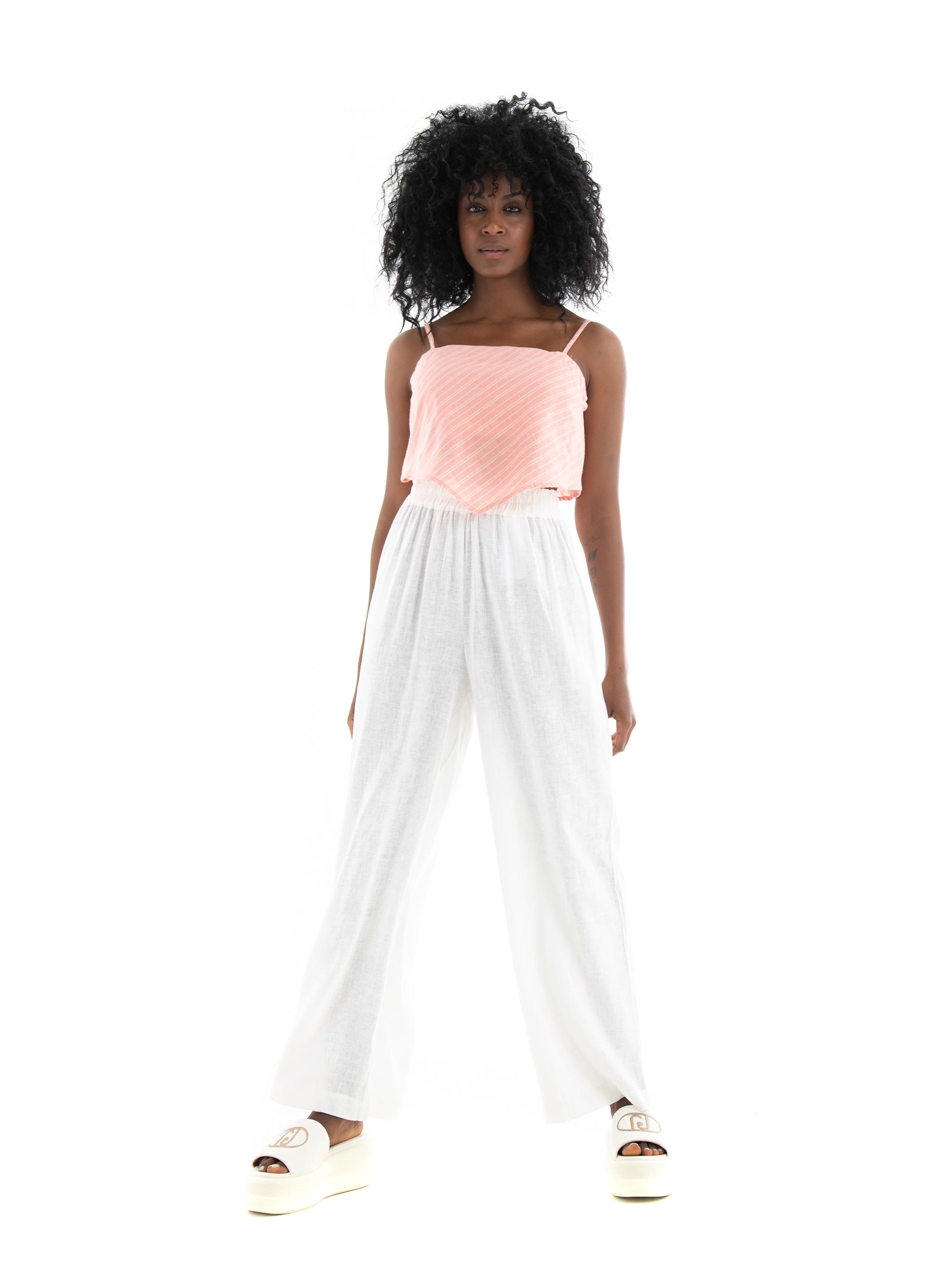 Only Sophie Strap Stripe Crop Top  - Pale Pink