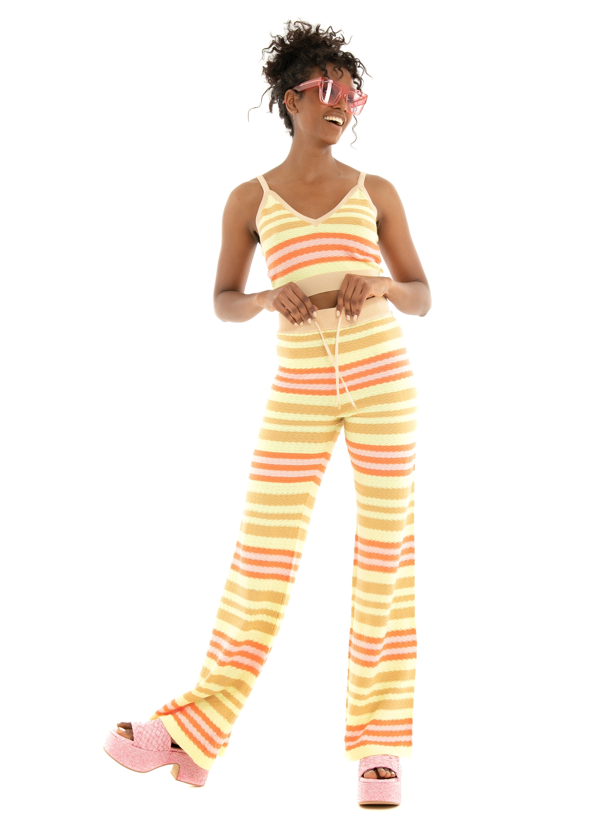 Scotch & Soda High Rise Knitted Flare Trousers - Multi Colors