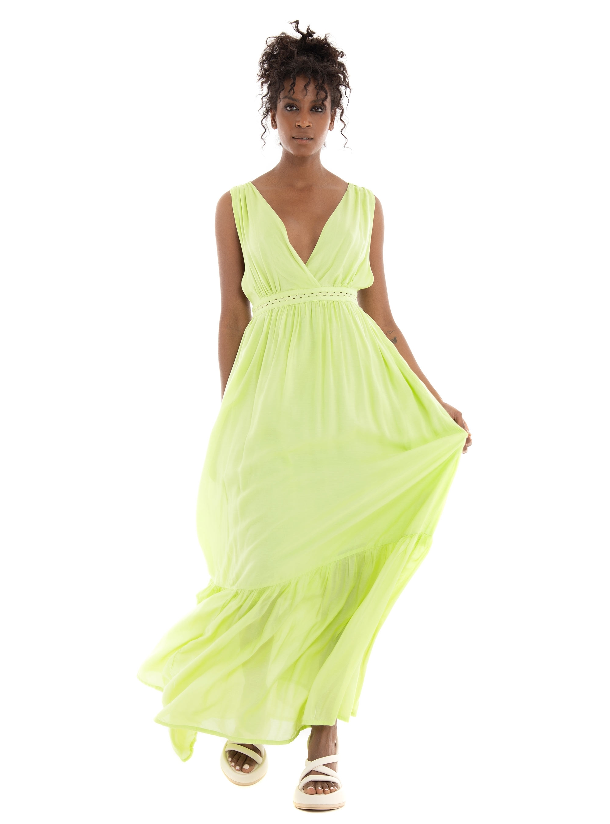 Scotch & Soda Maxi Open Back Dress - Lime