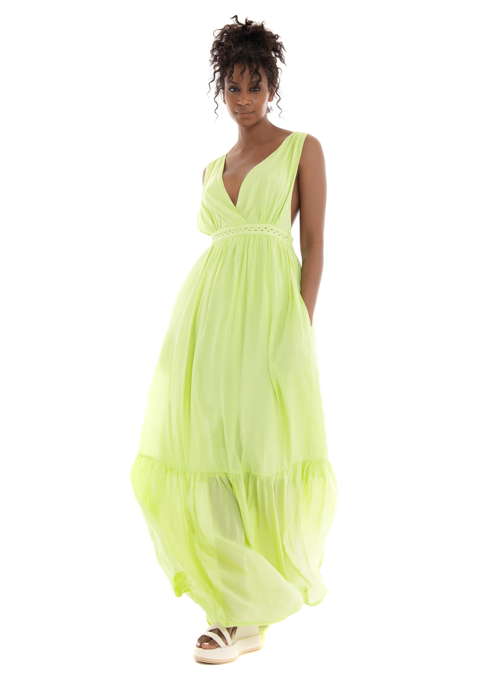 Scotch & Soda Maxi Open Back Dress - Lime