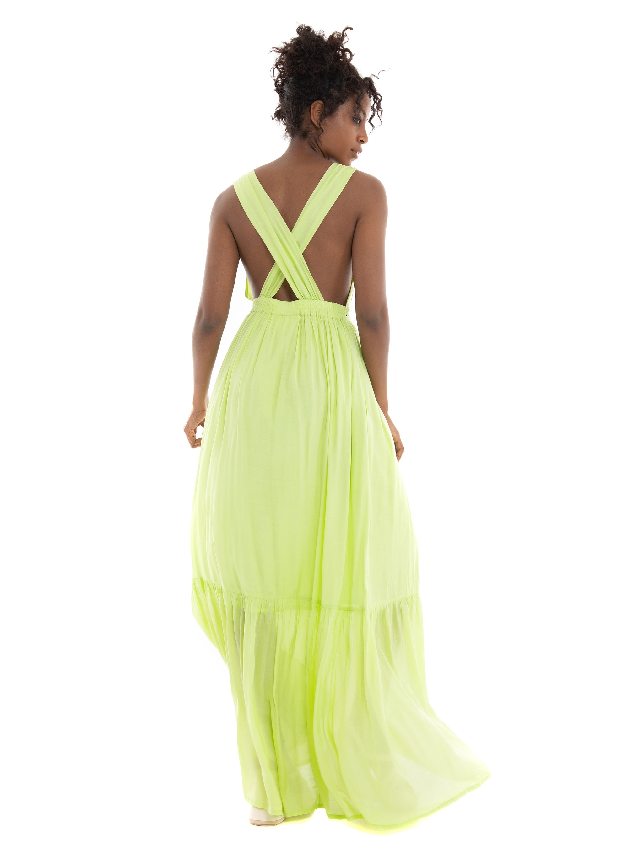 Scotch & Soda Maxi Open Back Dress - Lime