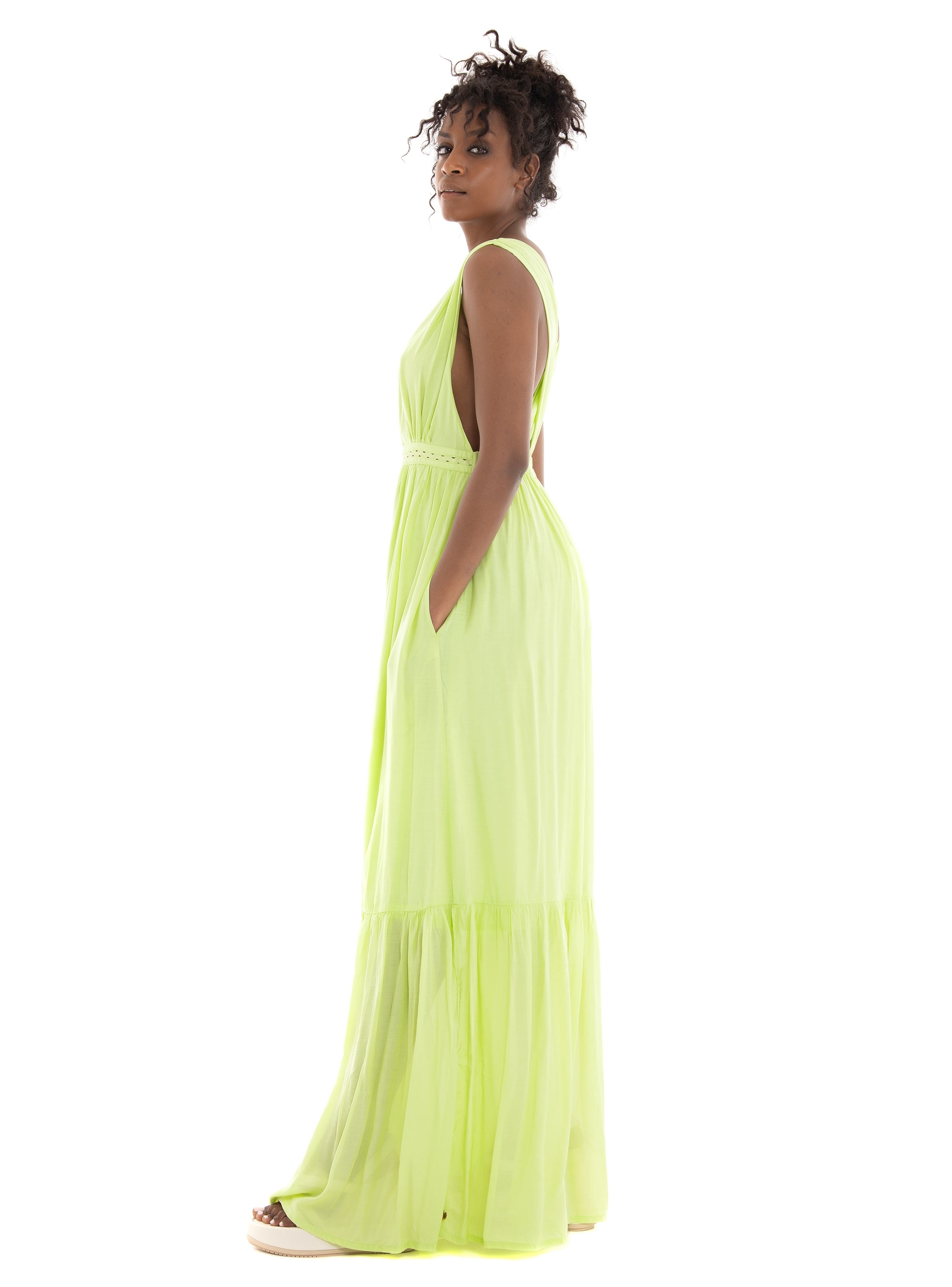 Scotch & Soda Maxi Open Back Dress - Lime