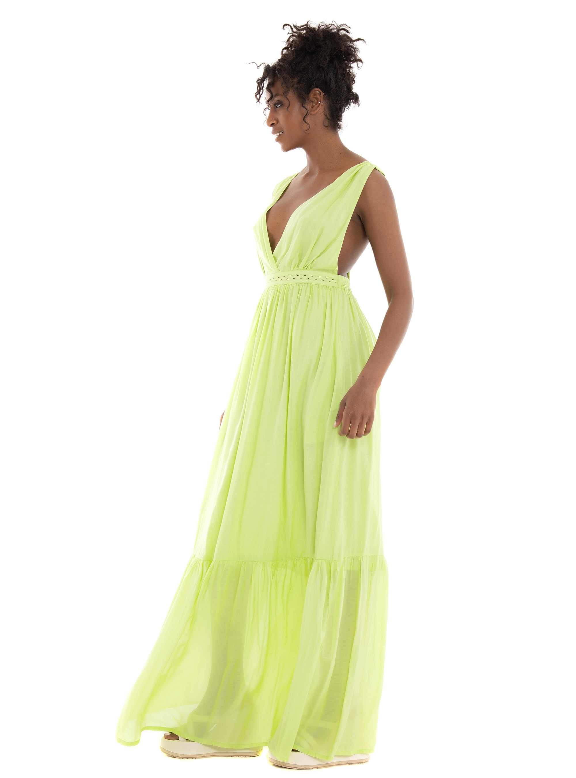 Scotch & Soda Maxi Open Back Dress - Lime