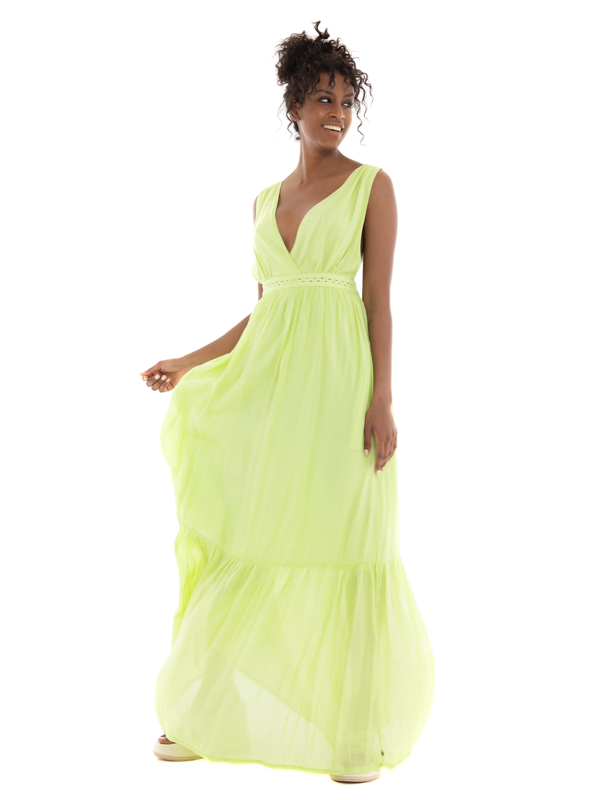 Scotch & Soda Maxi Open Back Dress - Lime