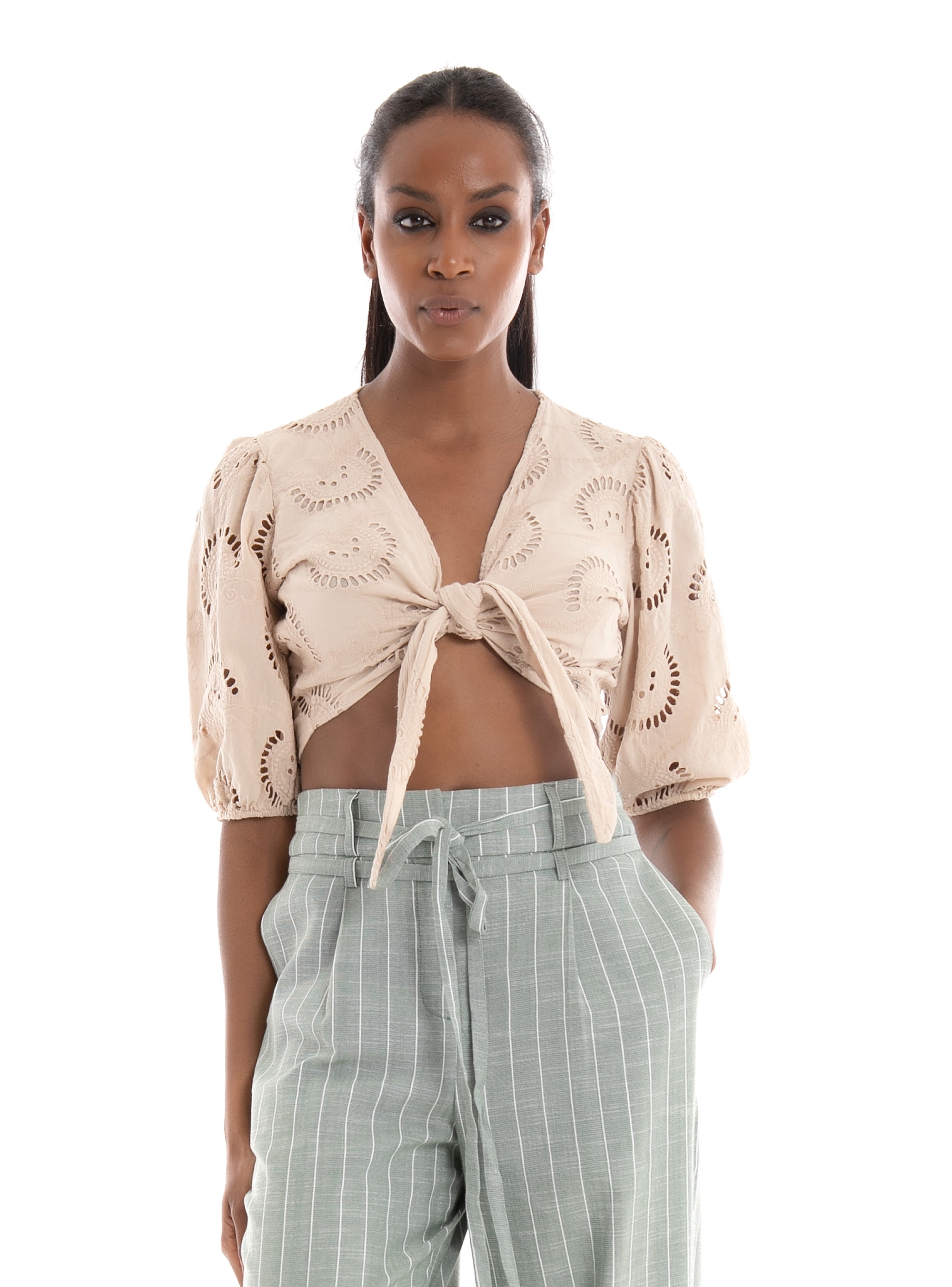 Gues Silvia Eyelet Top - Beige