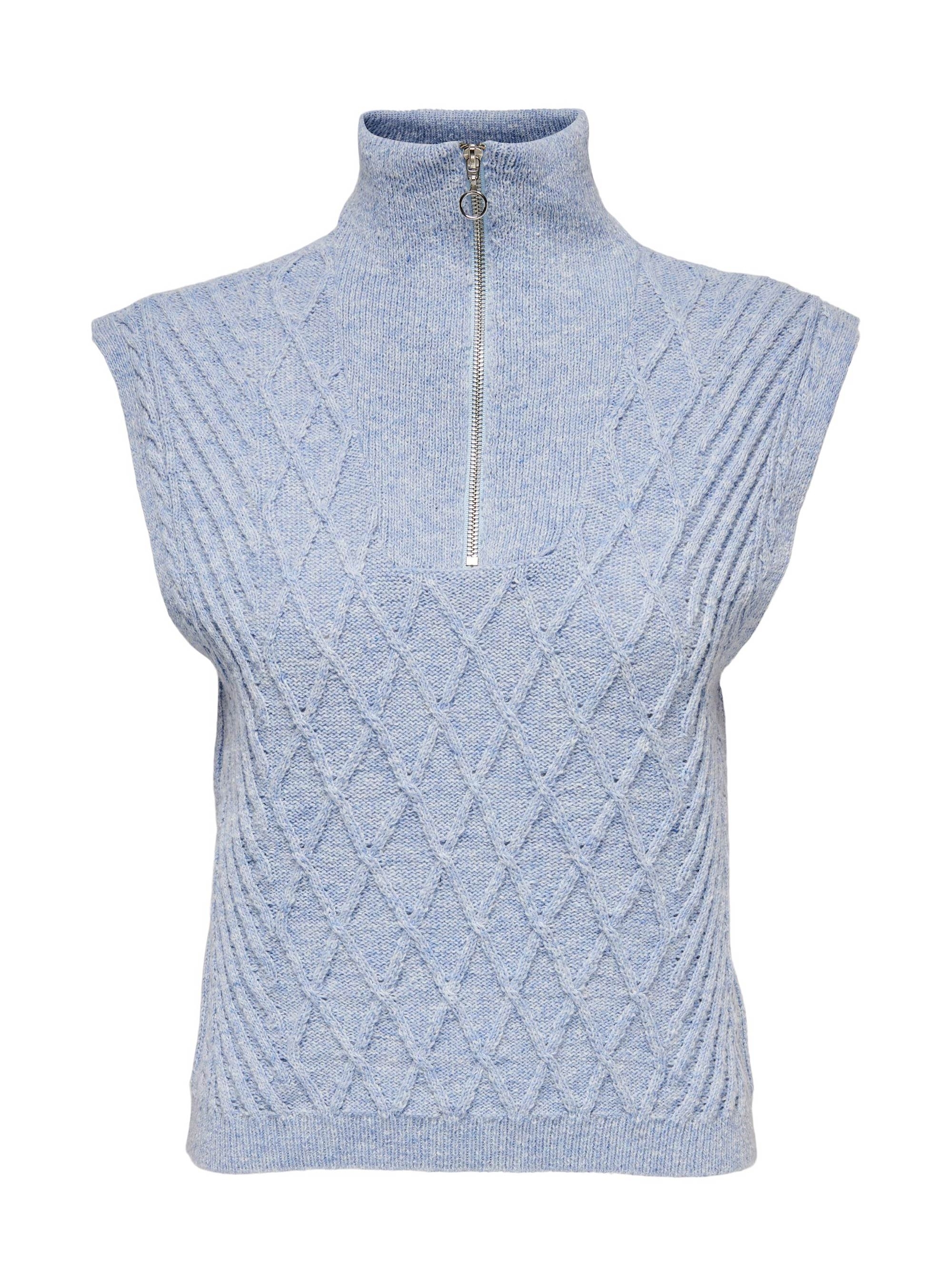 Only Parly Zip Highneck Knit - Light Blue