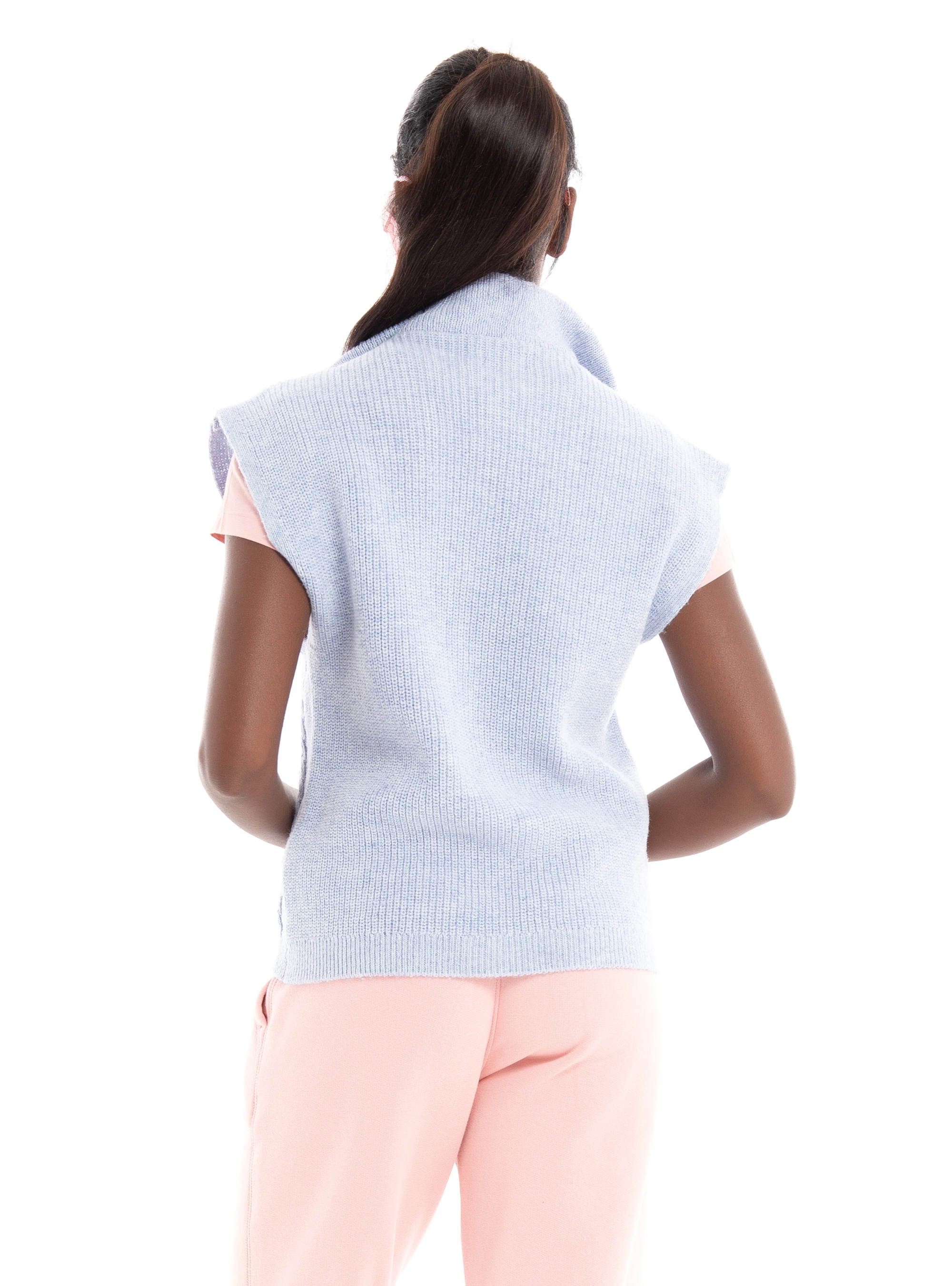 Only Parly Zip Highneck Knit - Light Blue
