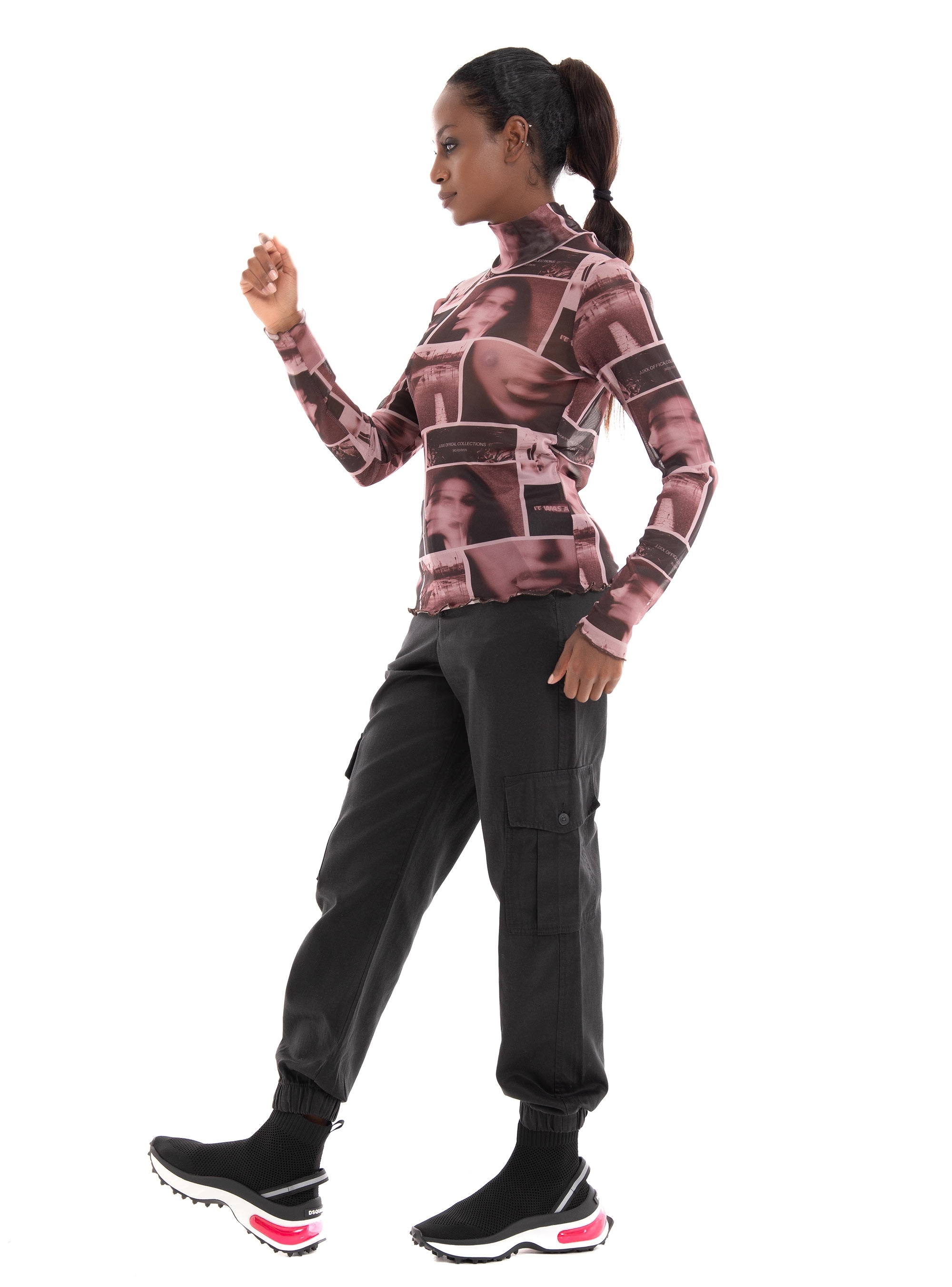JJXX Maui High Neck Mesh Top - Dusty Pink