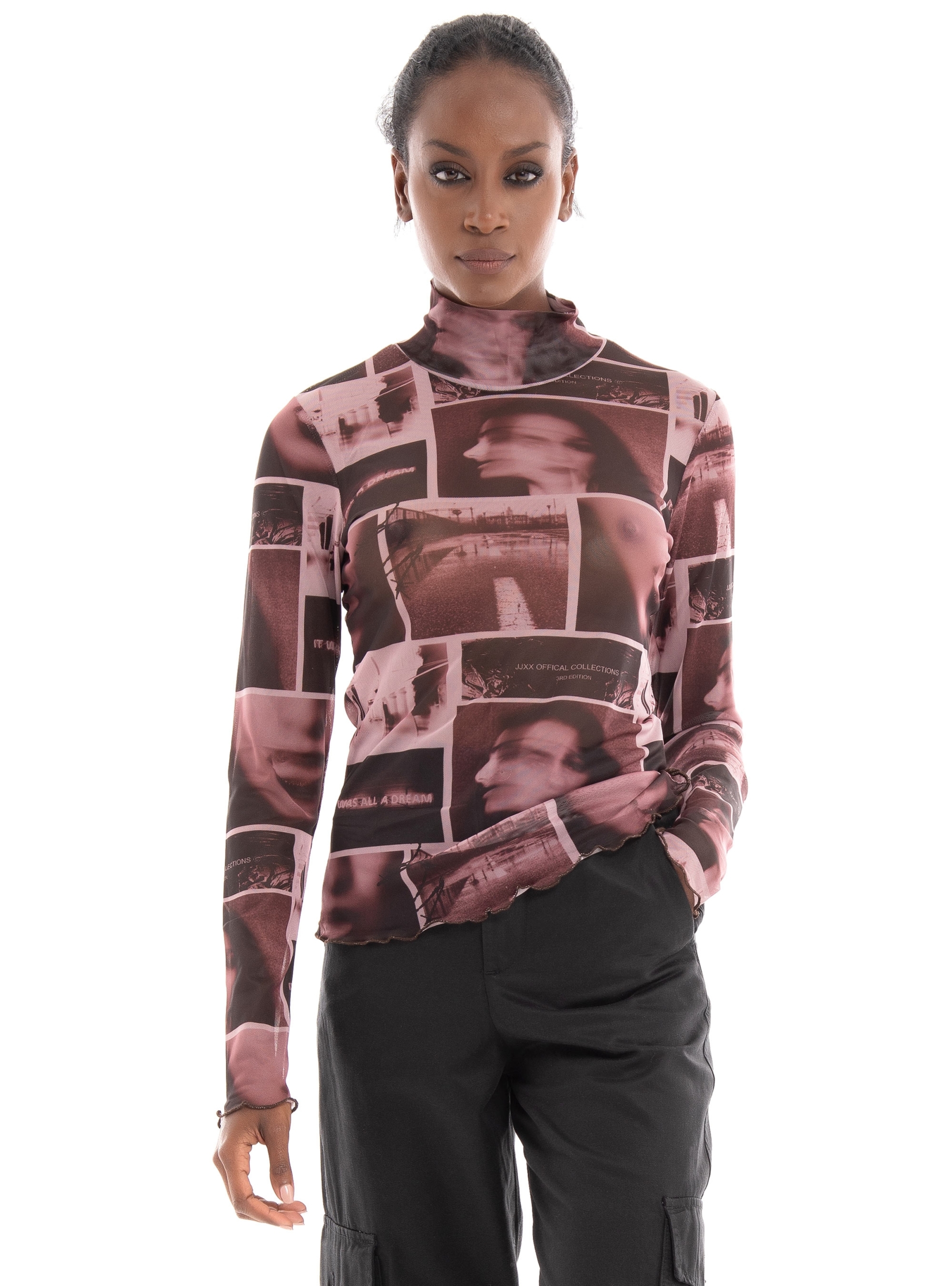 JJXX Maui High Neck Mesh Top - Dusty Pink