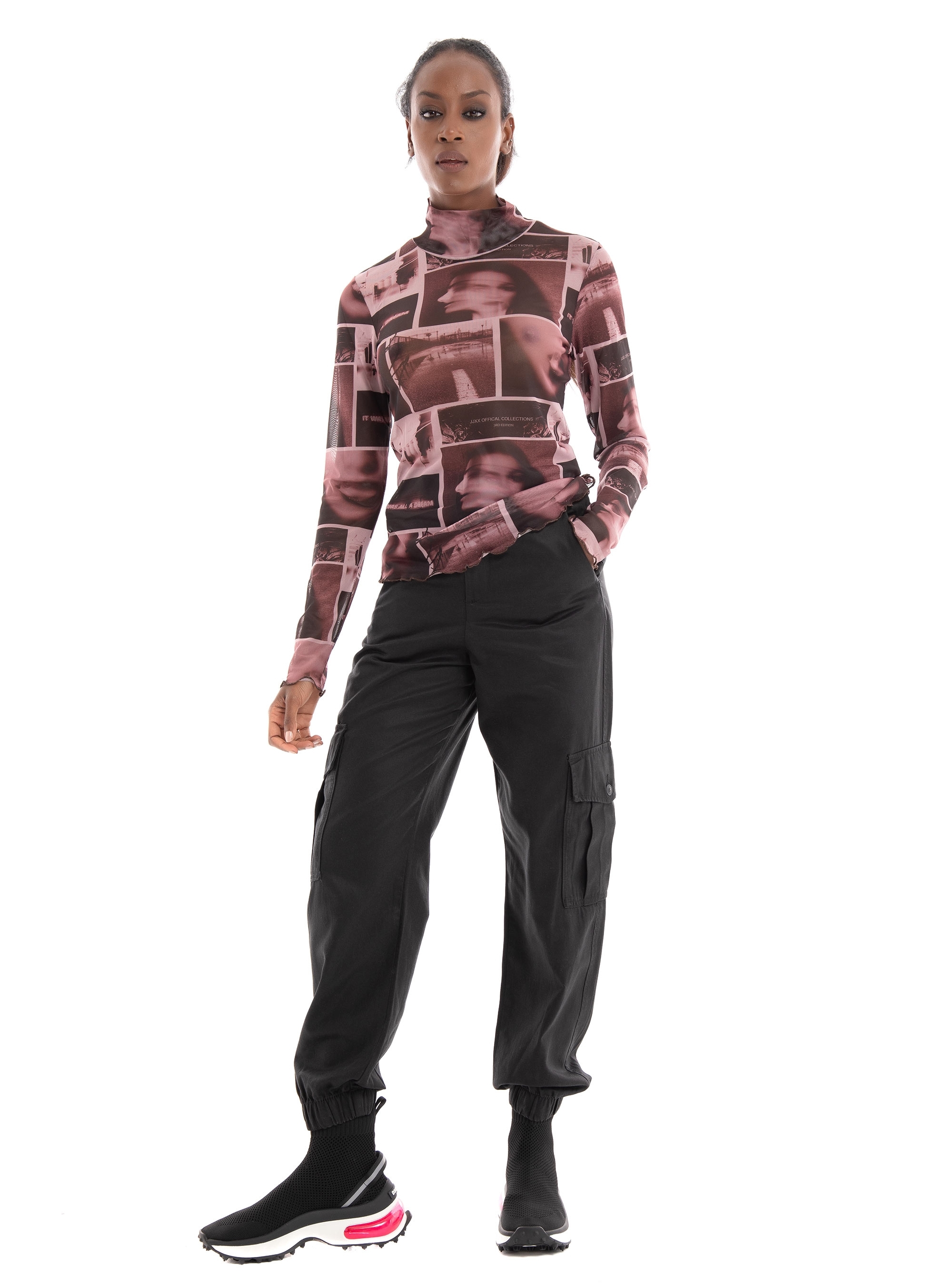 JJXX Maui High Neck Mesh Top - Dusty Pink