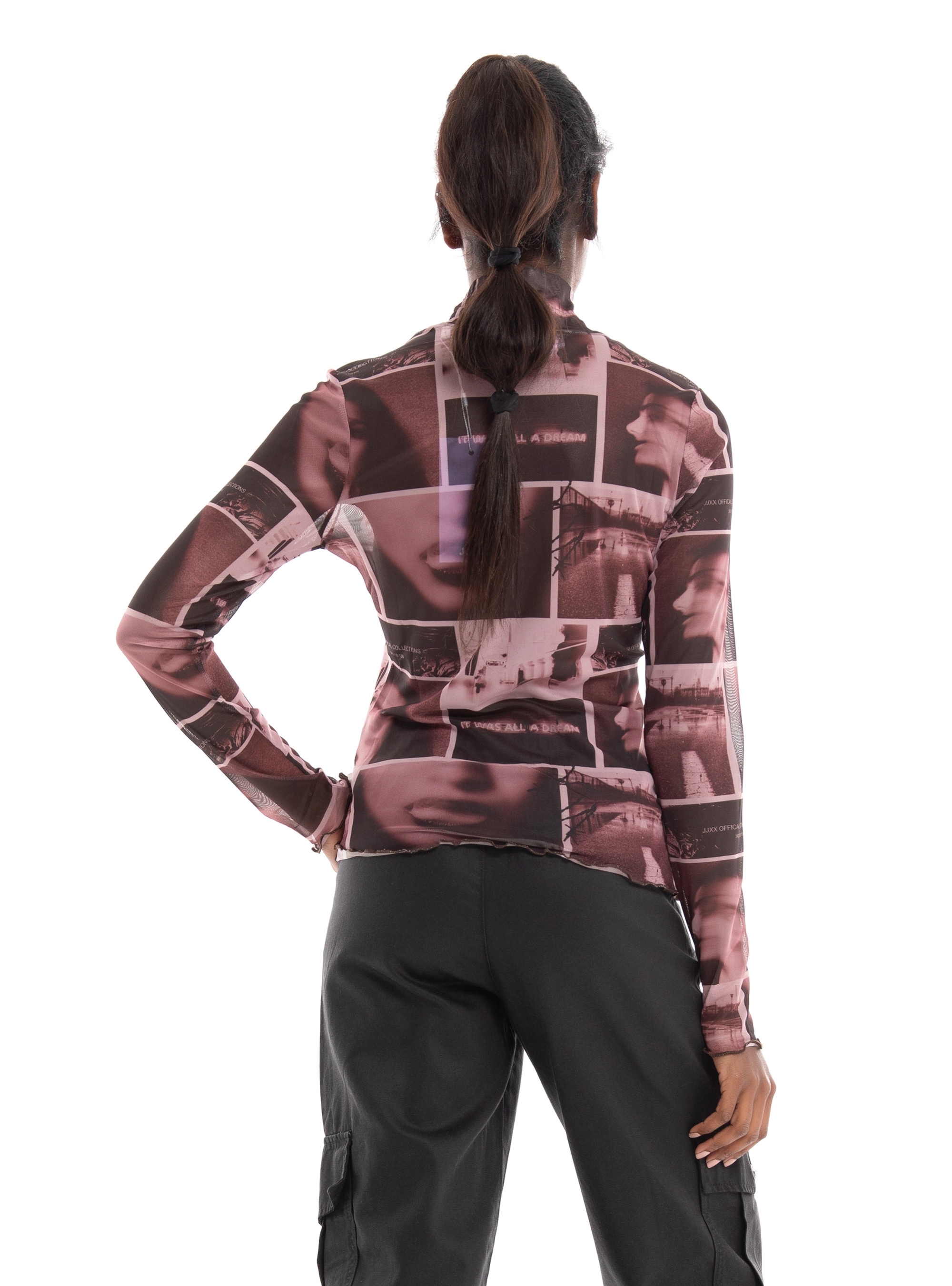 JJXX Maui High Neck Mesh Top - Dusty Pink