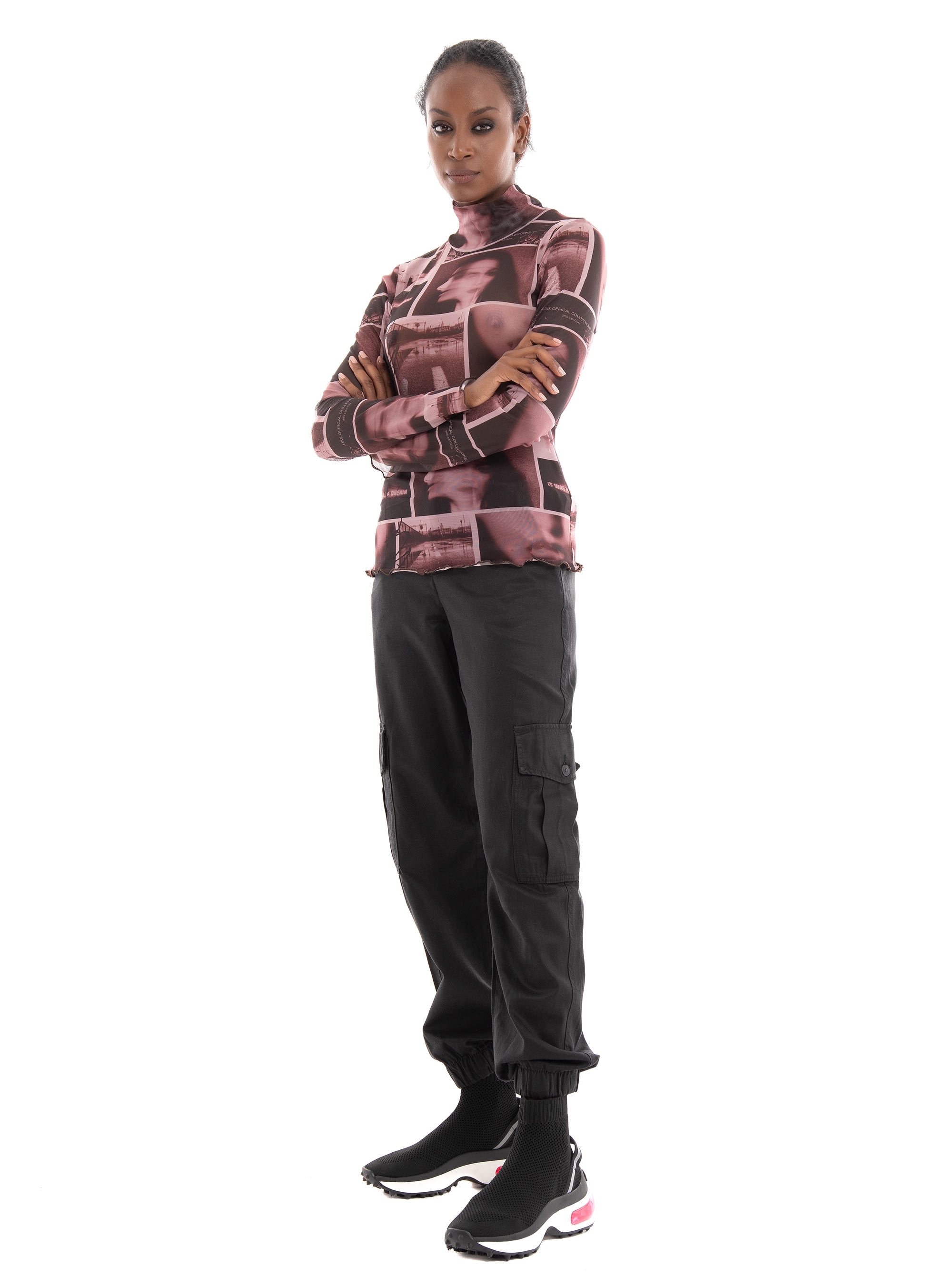 JJXX Maui High Neck Mesh Top - Dusty Pink