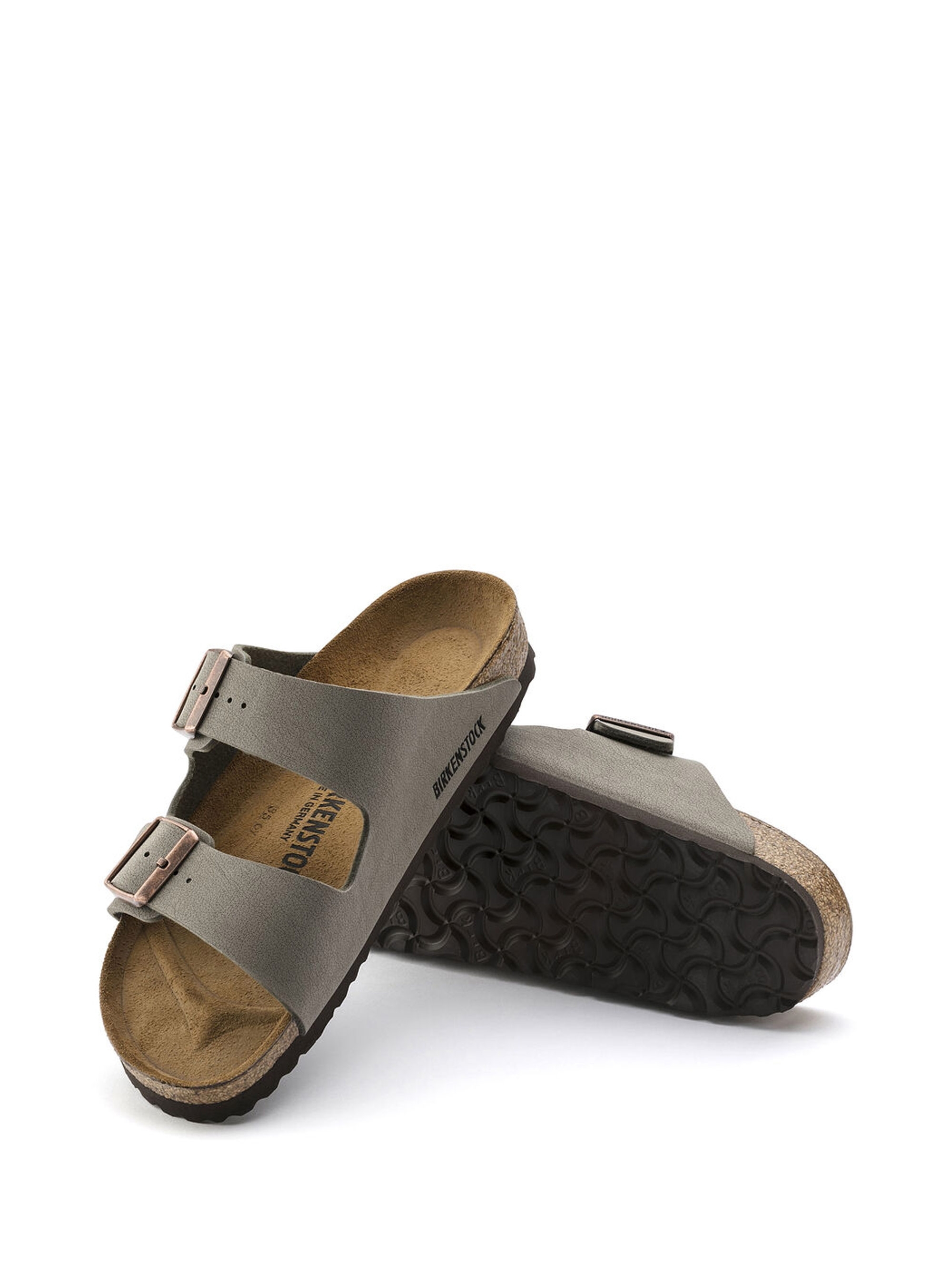 Birkenstock Classic Arizona Birko-Flor Nubuck Narrow Fit Sandals - Grey
