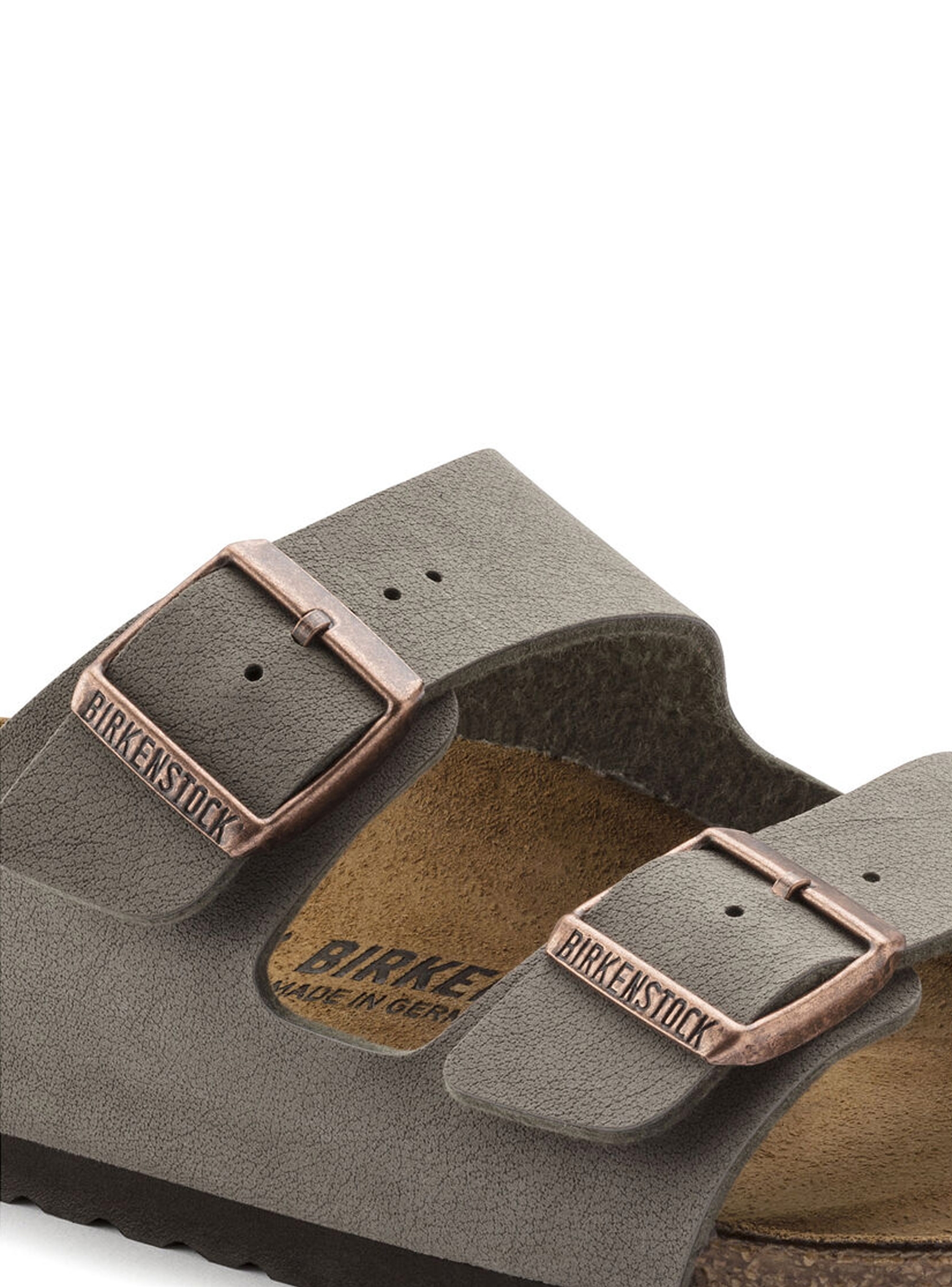 Birkenstock Classic Arizona Birko-Flor Nubuck Narrow Fit Sandals - Grey