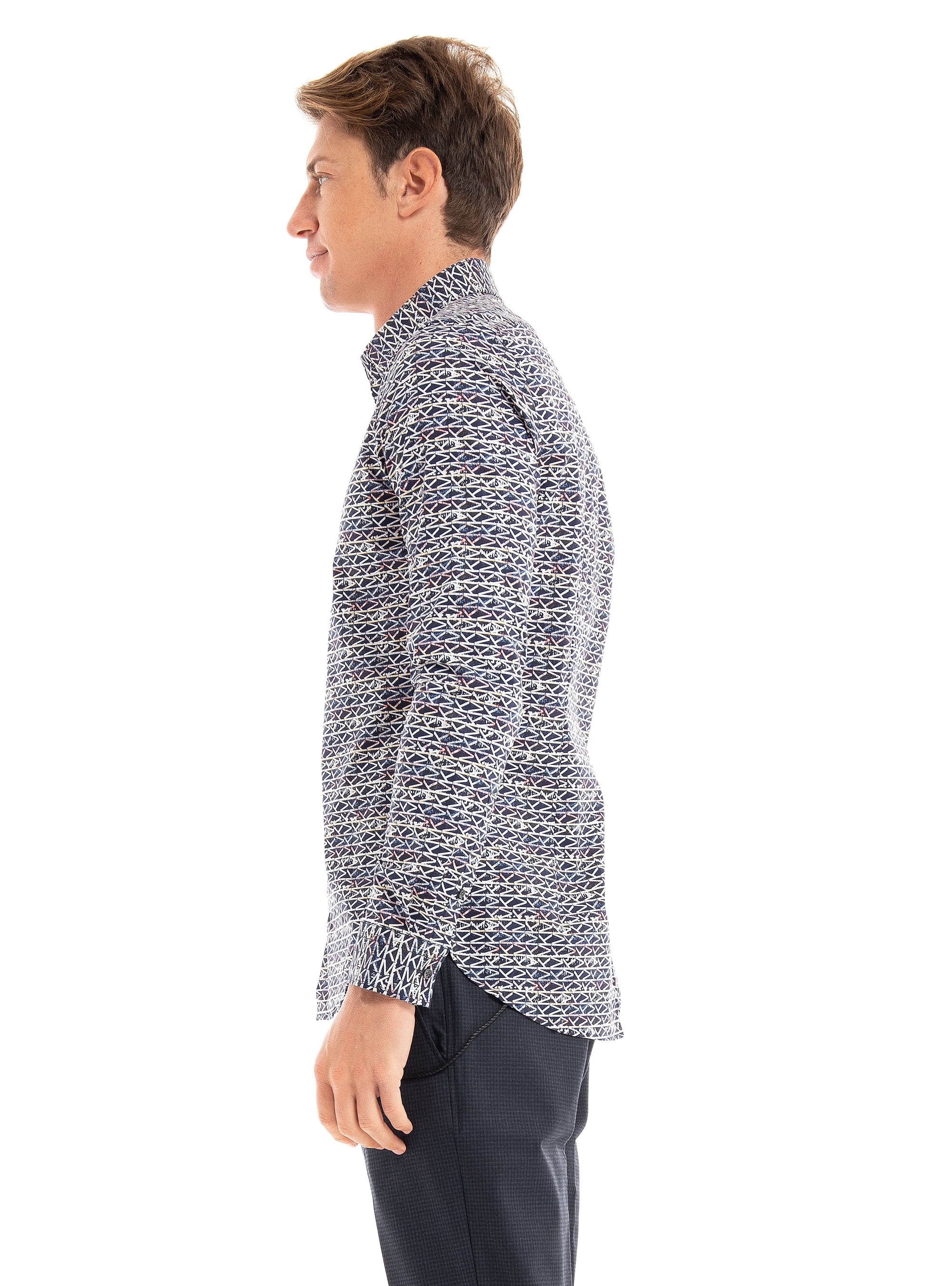 Michael Kors Mk Color Splash Print Slim Shirt - Navy