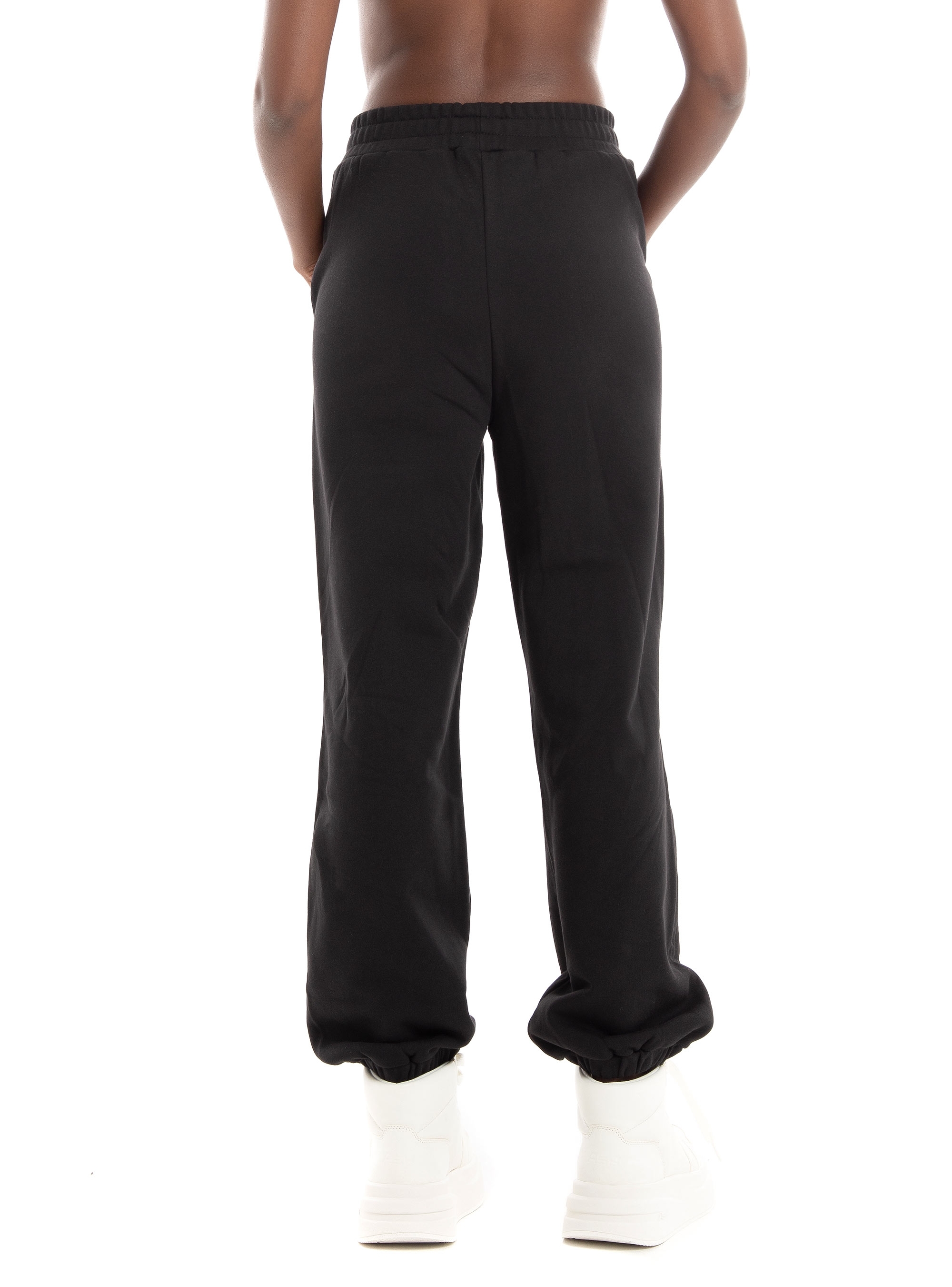 Versace Jeans Logo Brush Embro Fleece Pants - Black