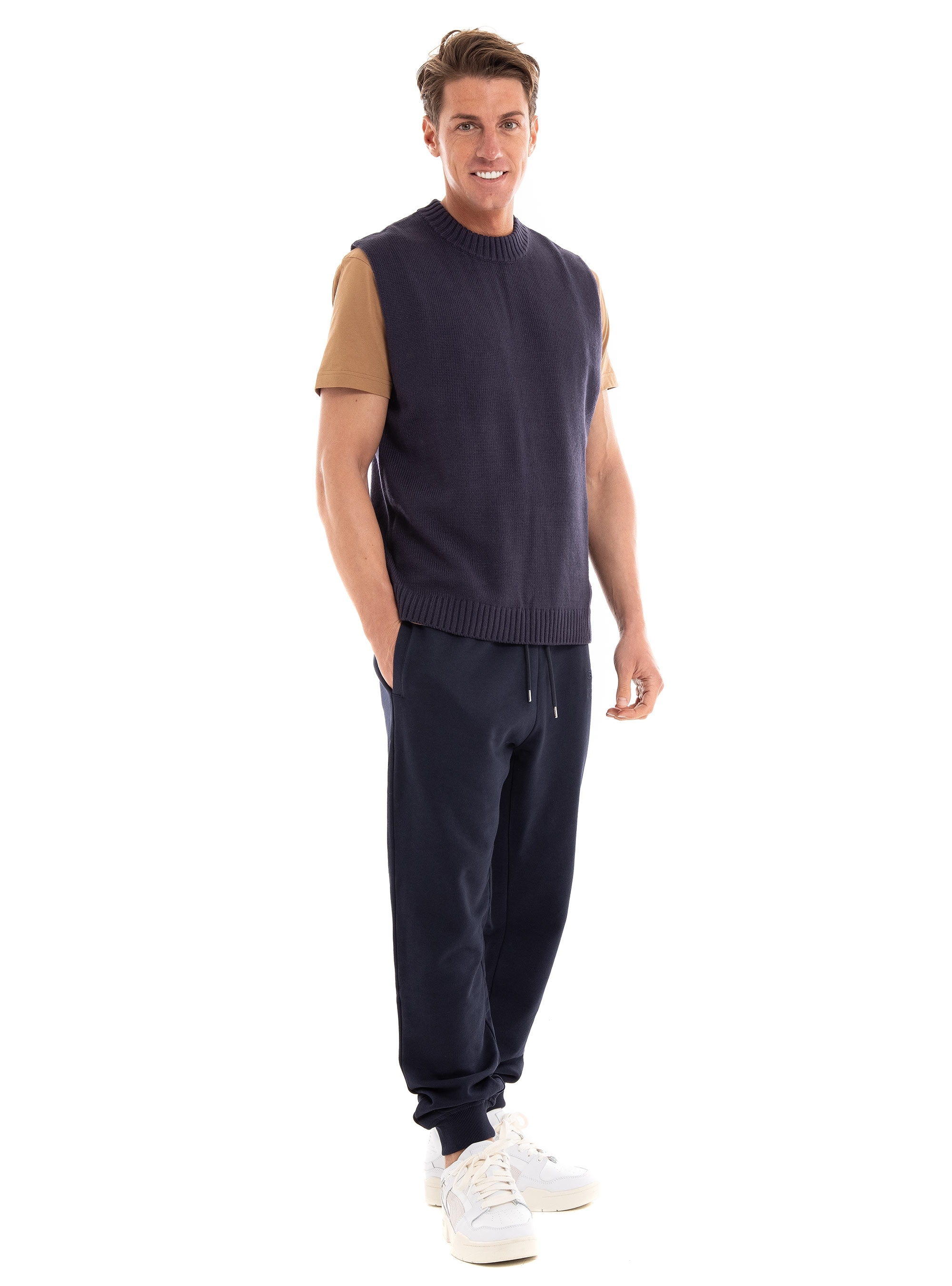 Dstrezzed Spencer 1X1 Rib Knitted Vest - Dark Blue