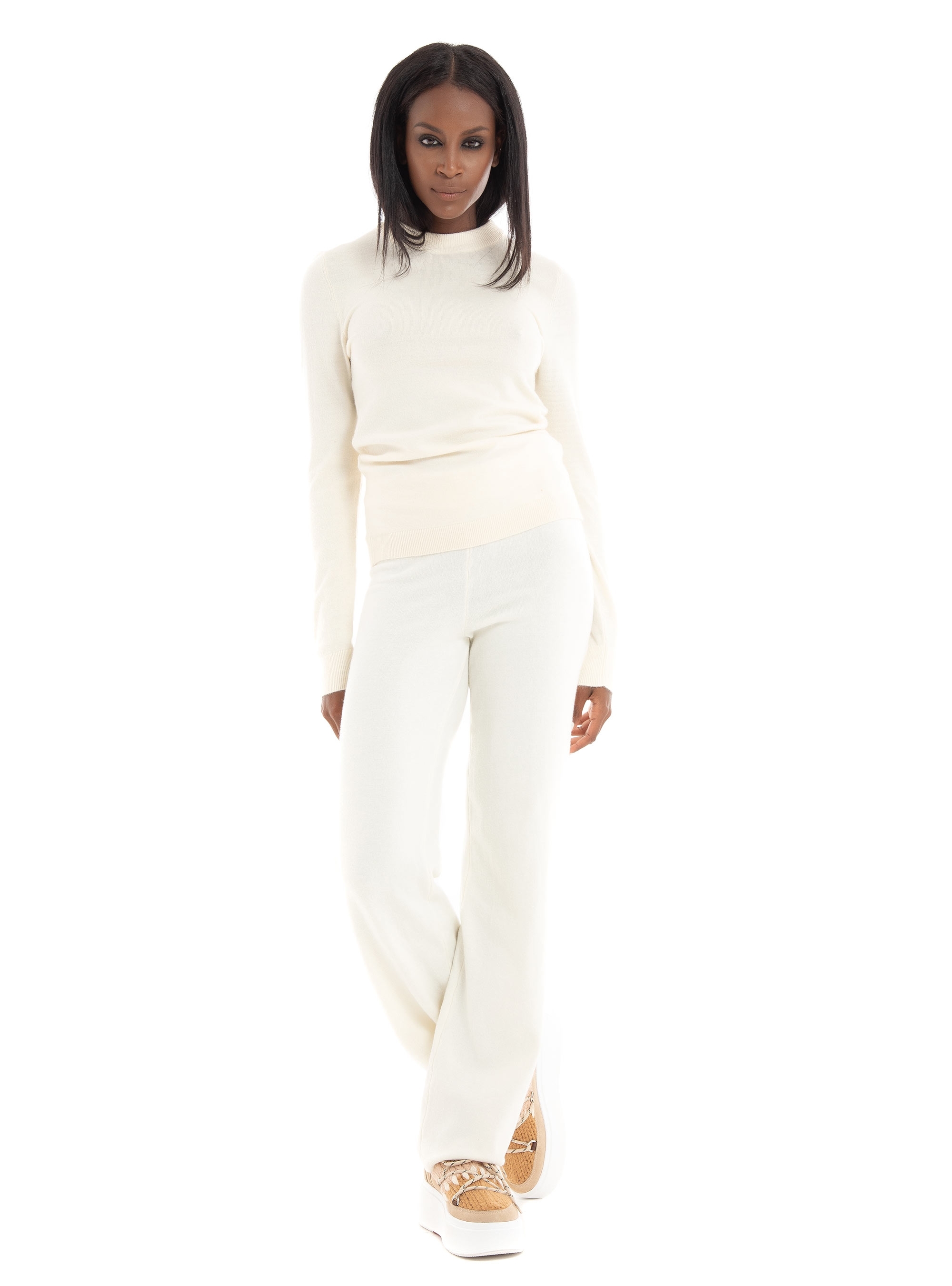 Vero Moda Vivan High Waist Wide Knit Pants - Light Beige