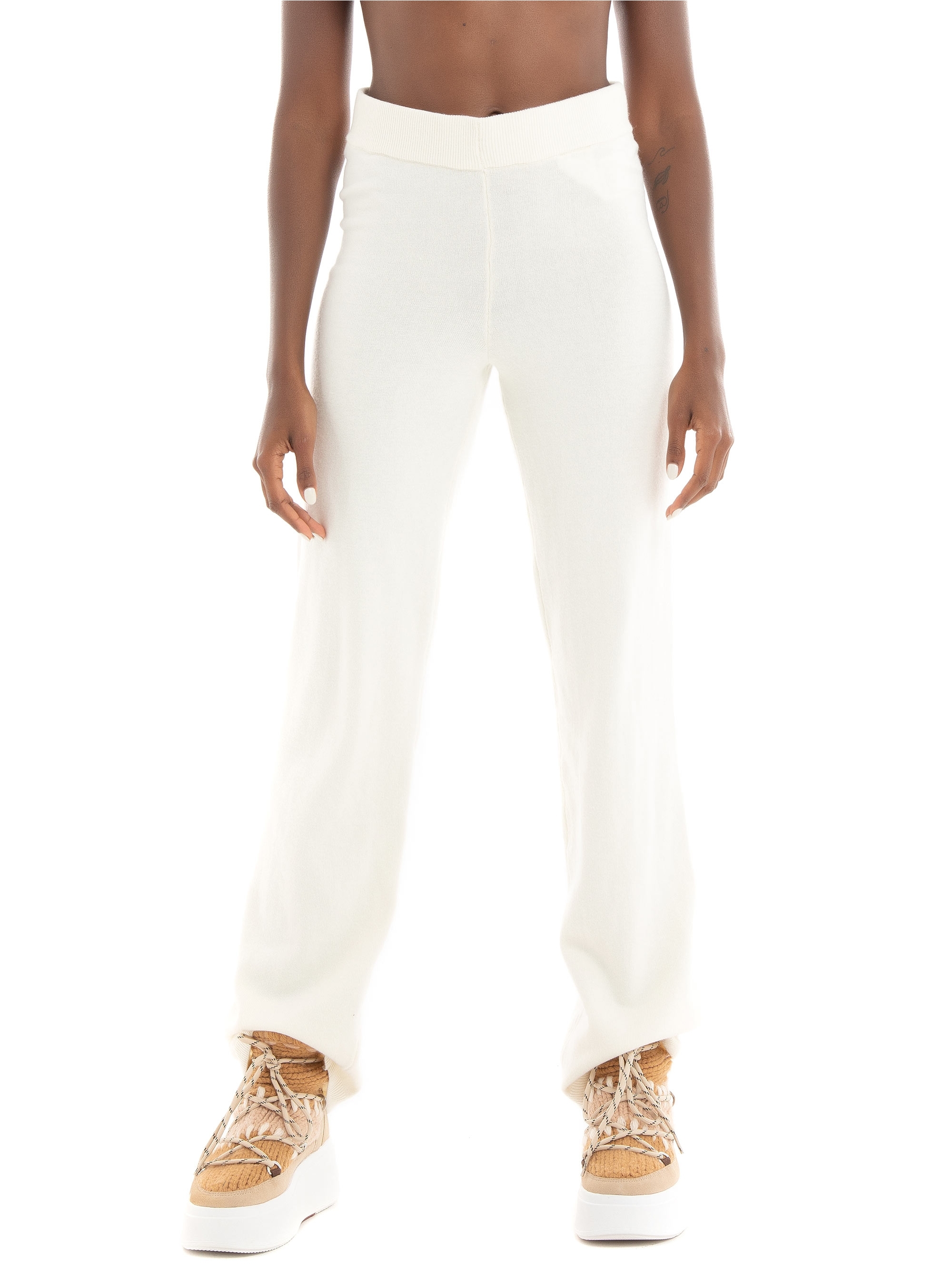 Vero Moda Vivan High Waist Wide Knit Pants - Light Beige
