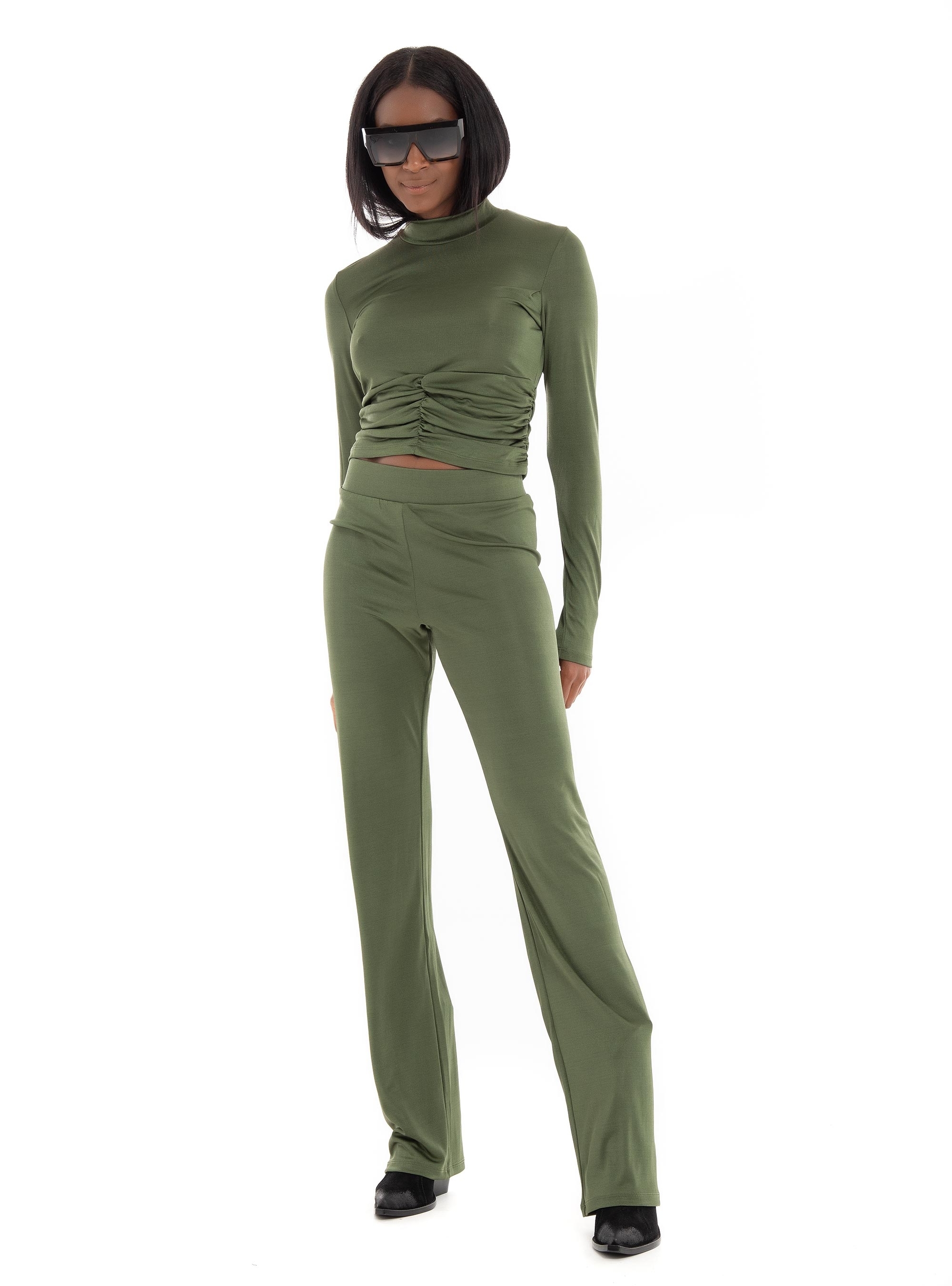 JJXX Ina Long Sleeve Stretch Top - Pine Green
