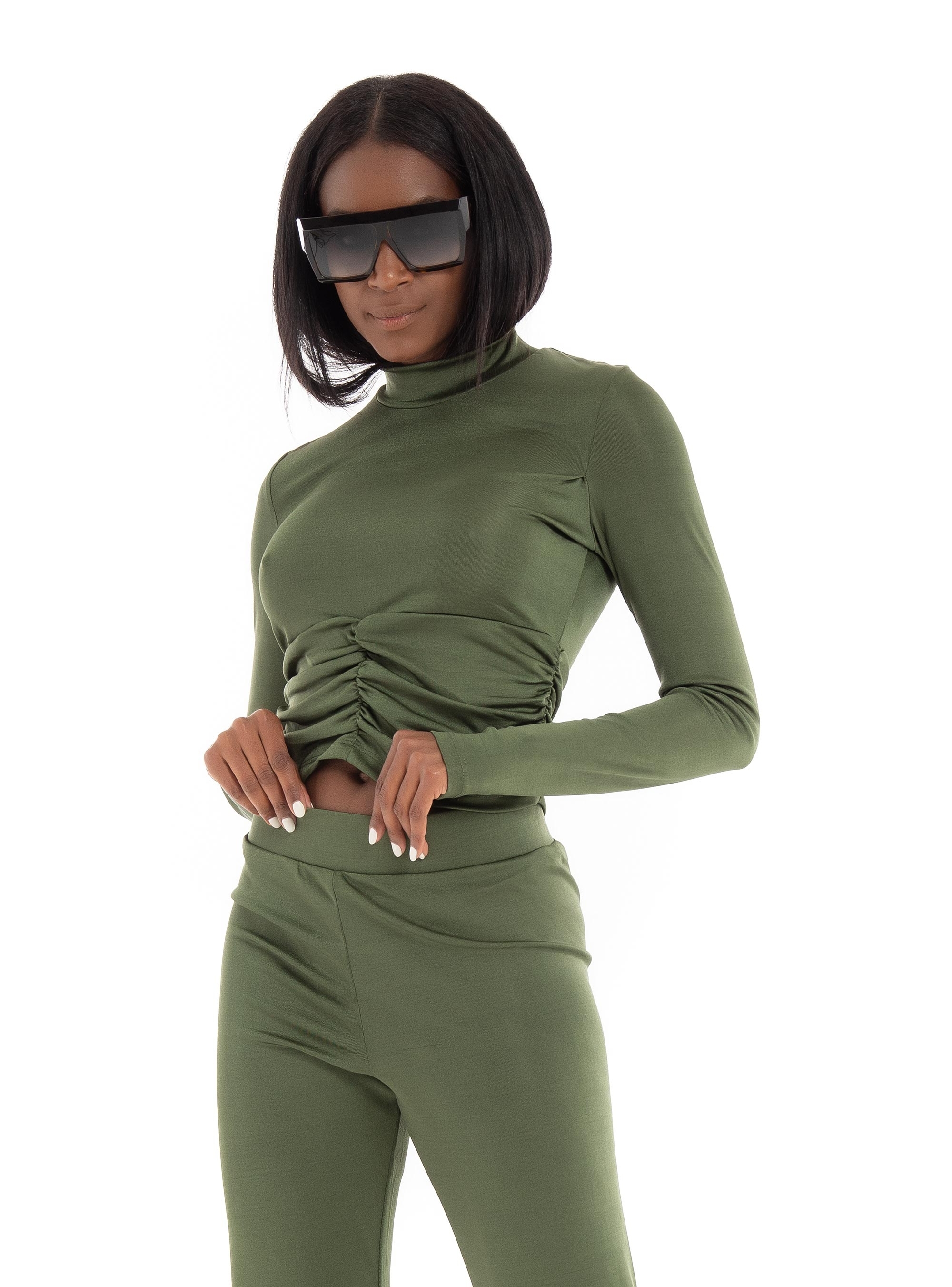 JJXX Ina Long Sleeve Stretch Top - Pine Green