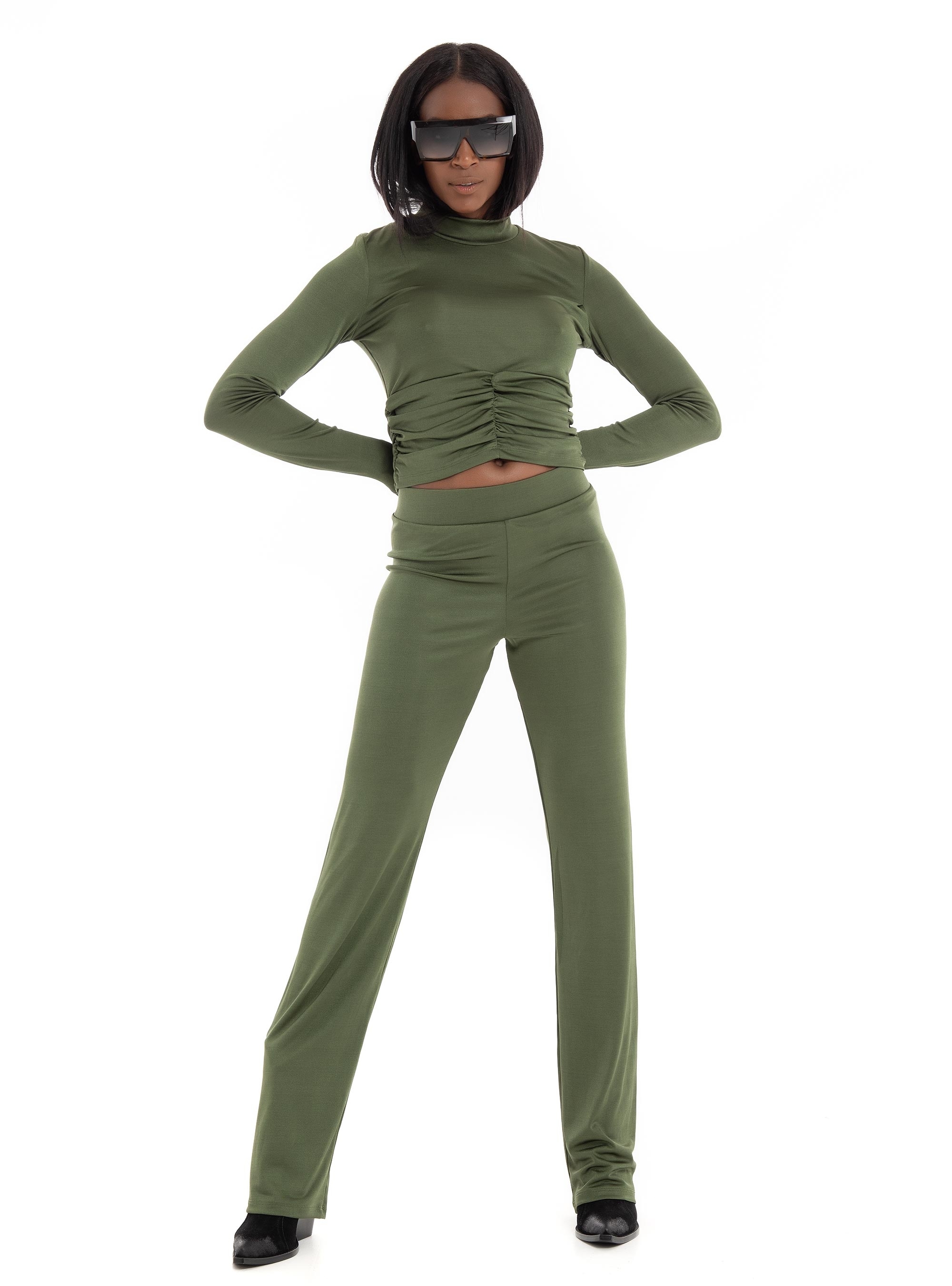 JJXX Ina Long Sleeve Stretch Top - Pine Green