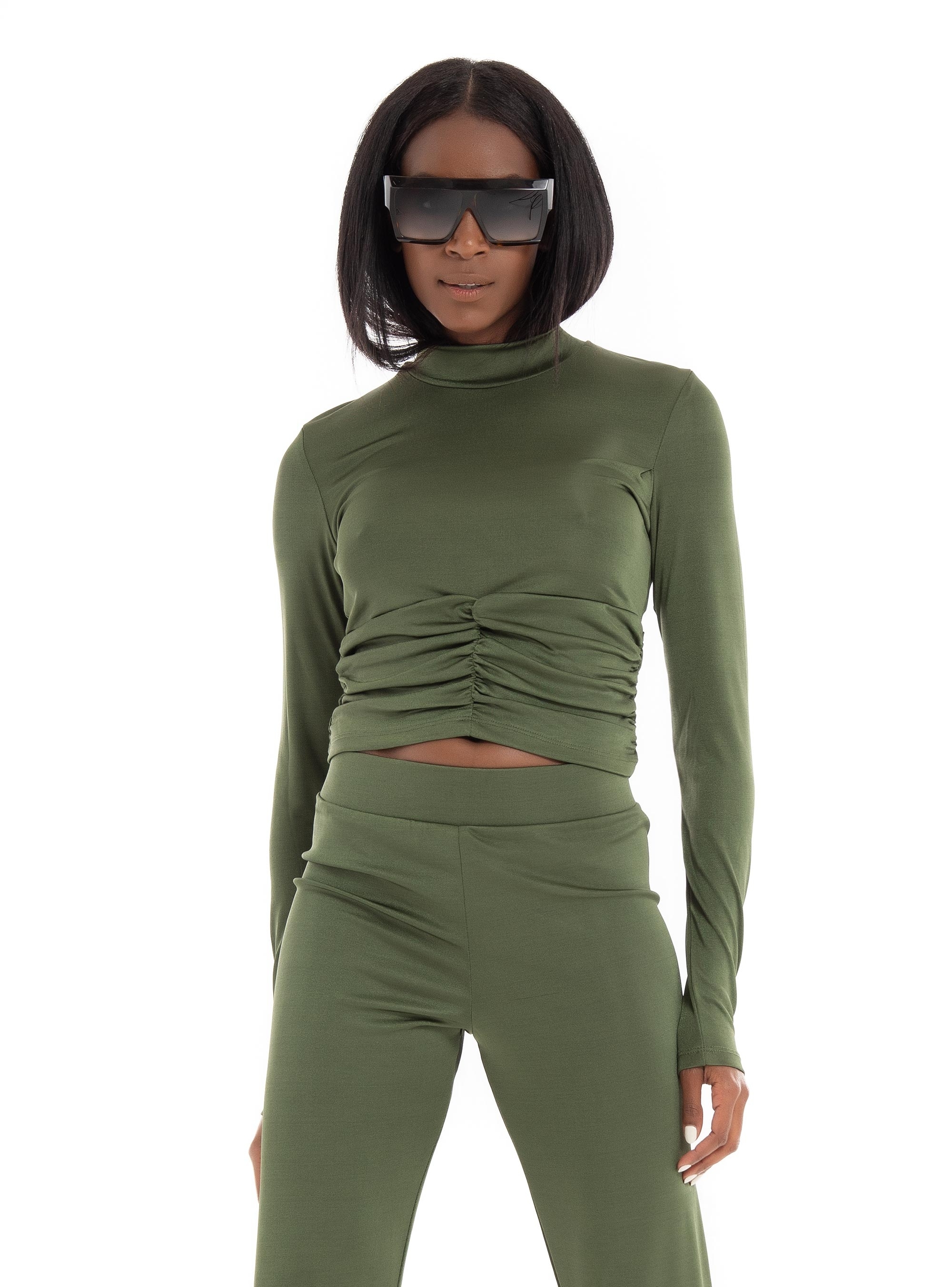 JJXX Ina Long Sleeve Stretch Top - Pine Green