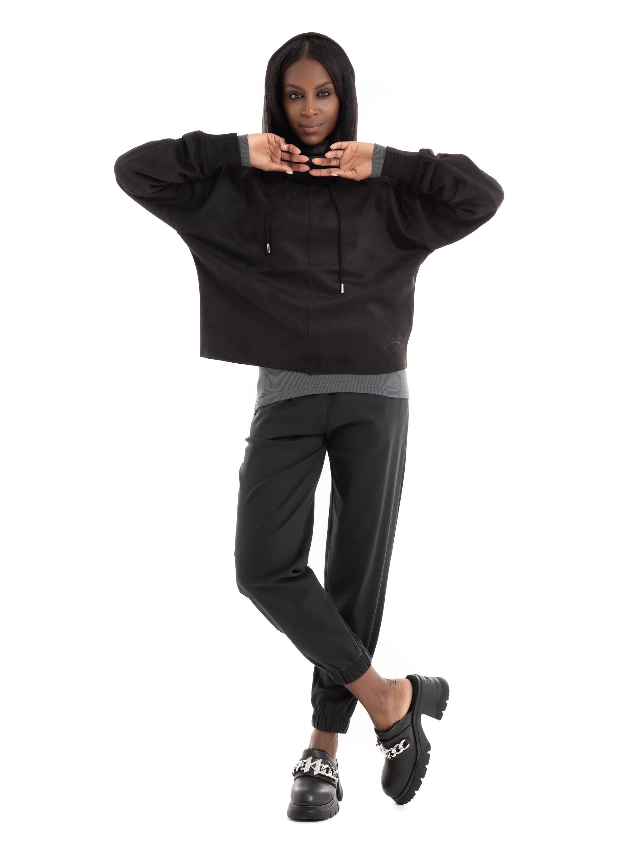 Black & Black Trousers - Black