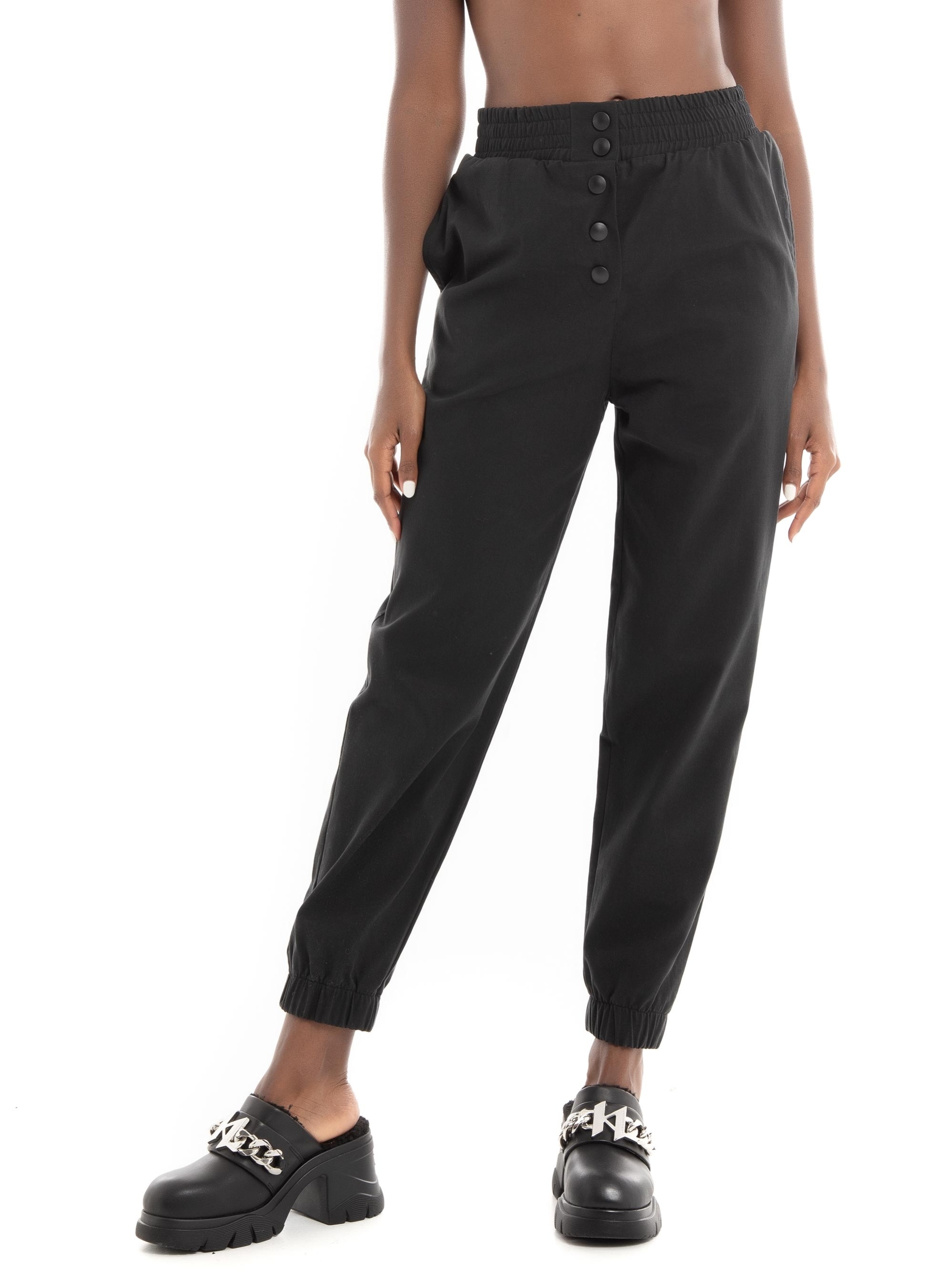 Black & Black Trousers - Black