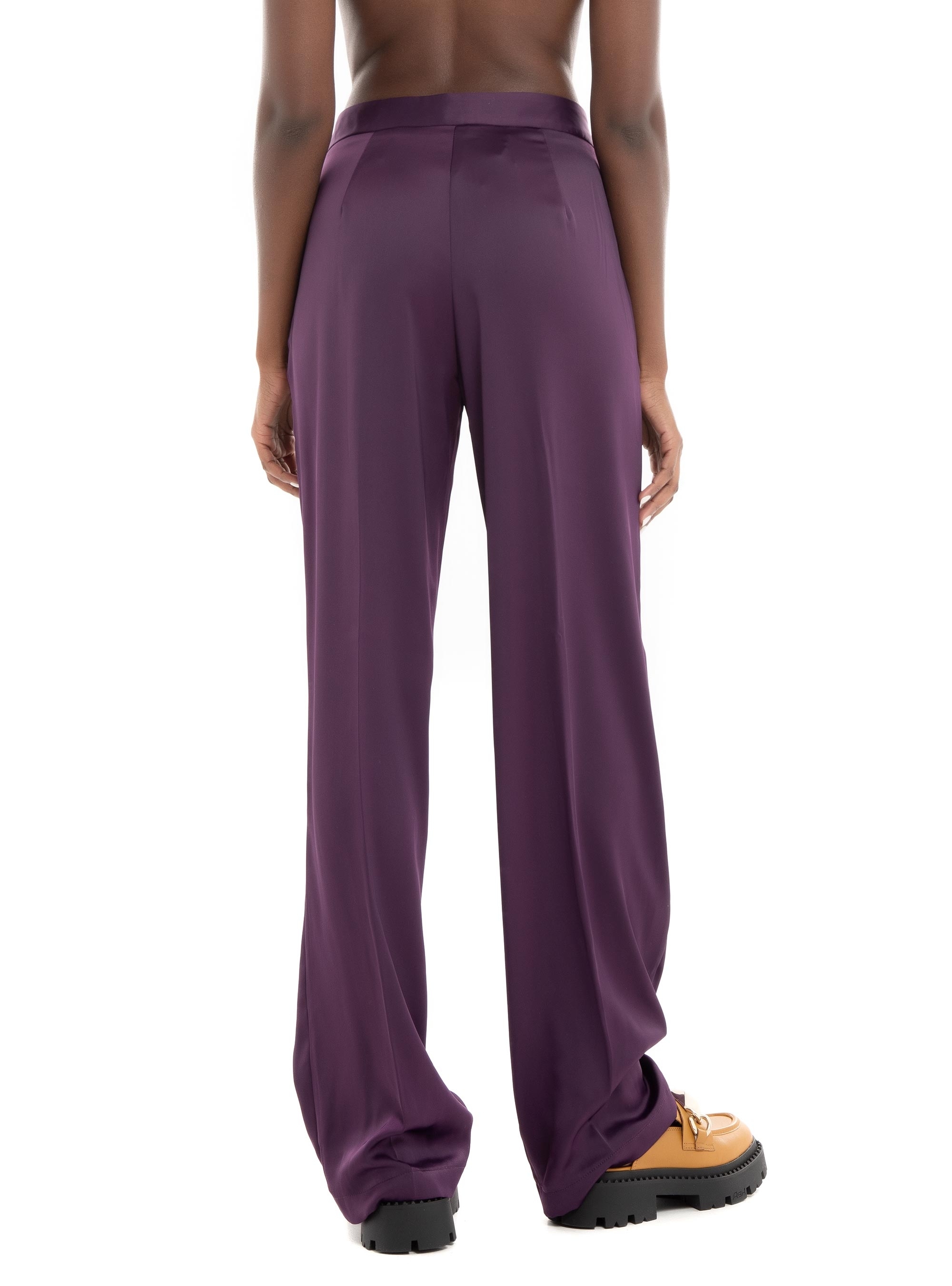 JJXX Mary Satin Regular High Waist Pants - Aubergine