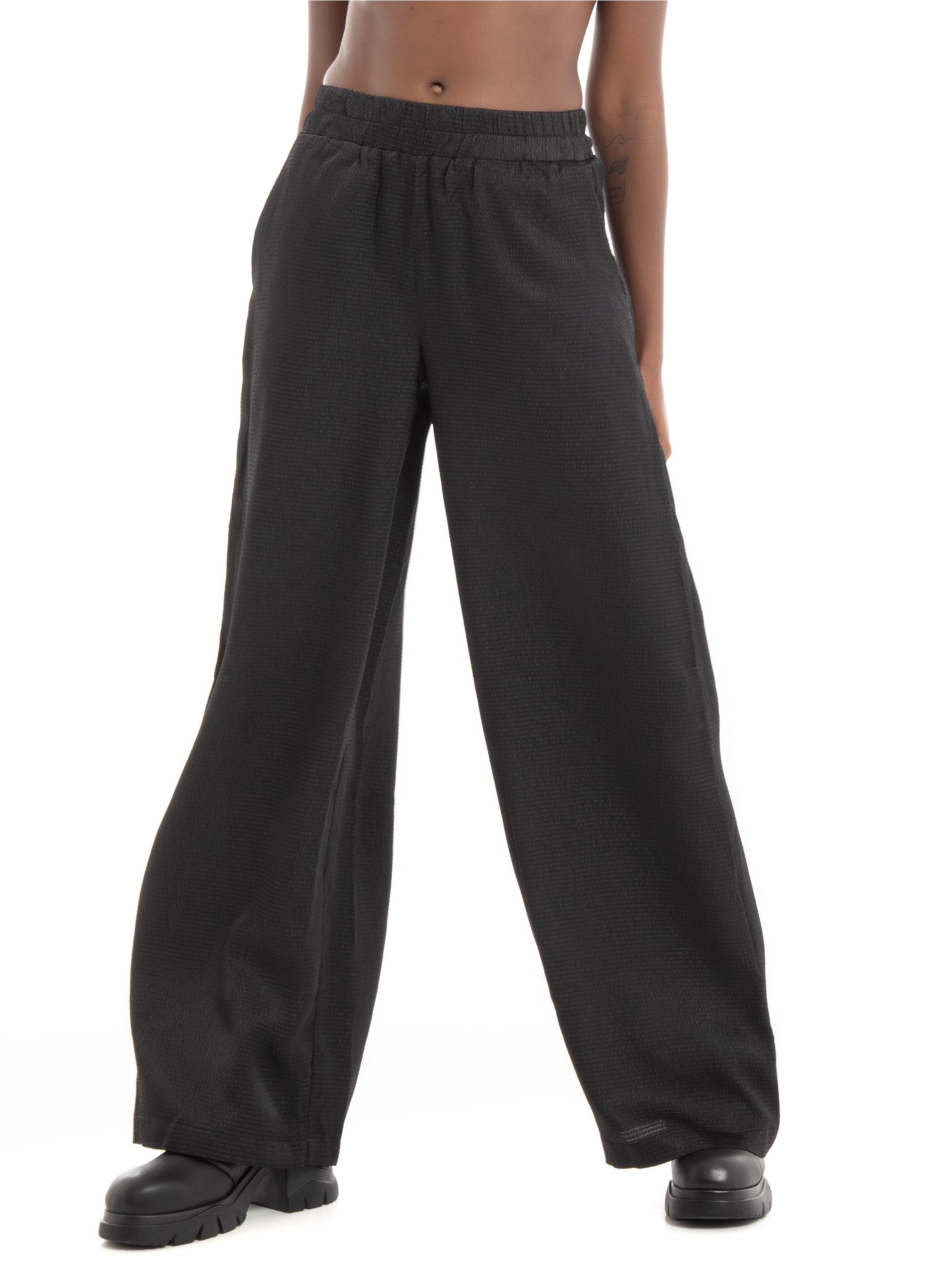 Vero Moda Sabi High Waist Wide Satin Pants - Black