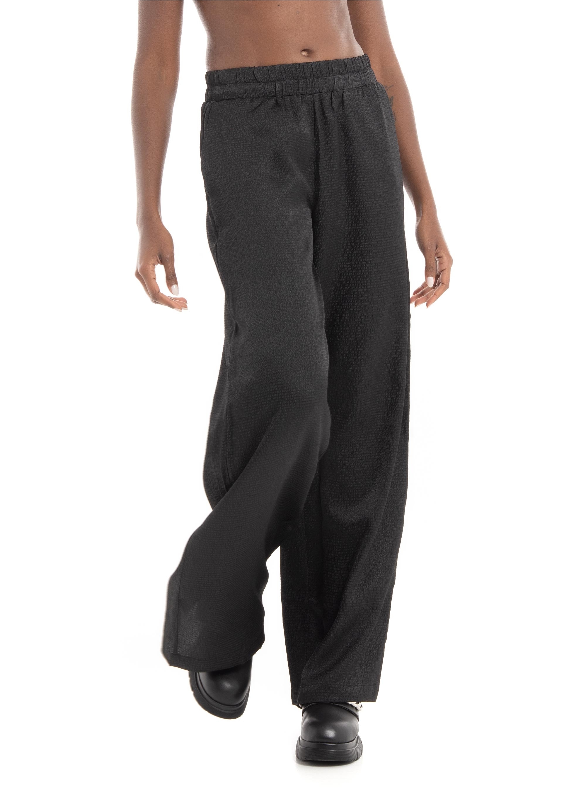 Vero Moda Sabi High Waist Wide Satin Pants - Black