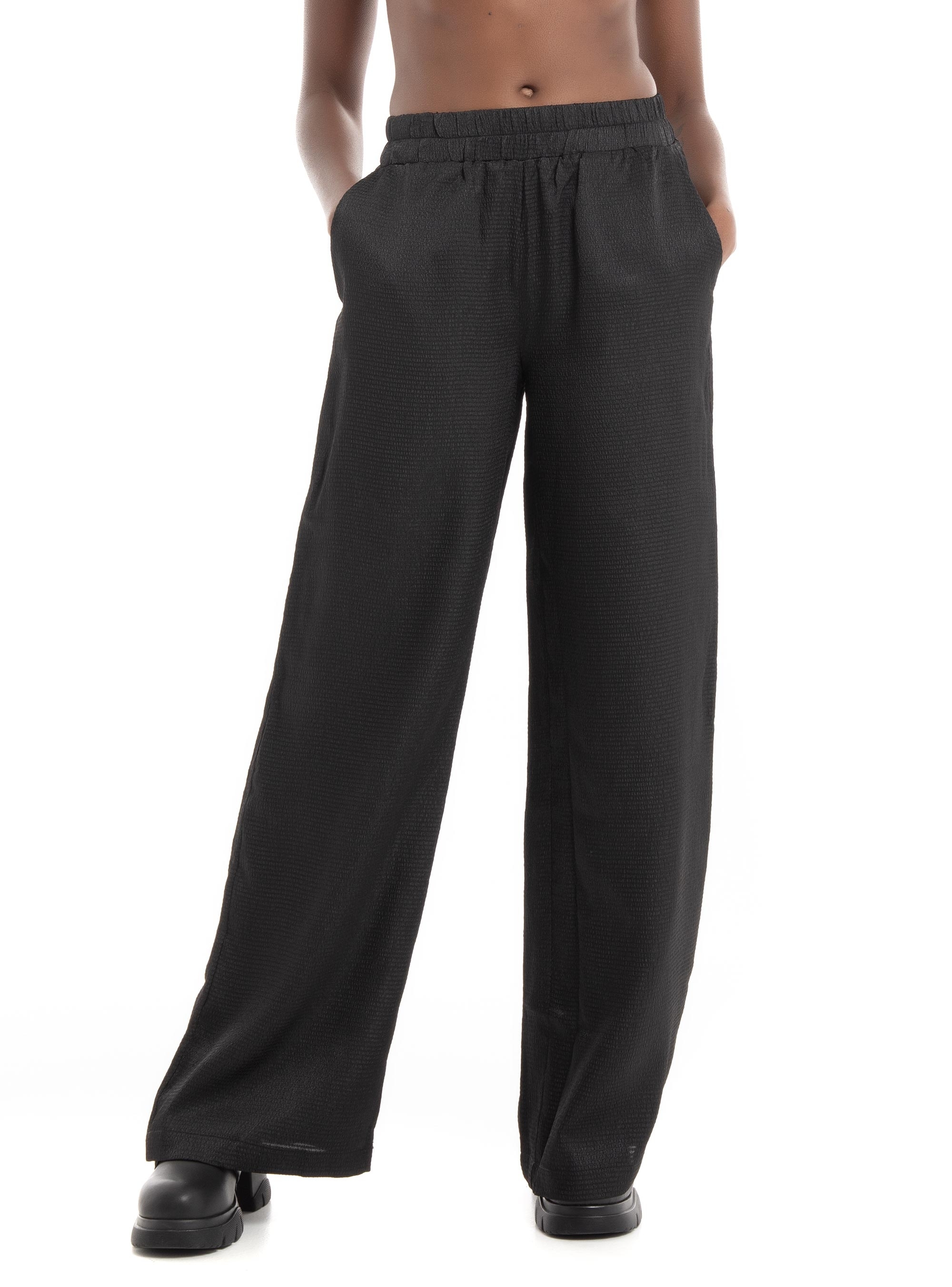 Vero Moda Sabi High Waist Wide Satin Pants - Black