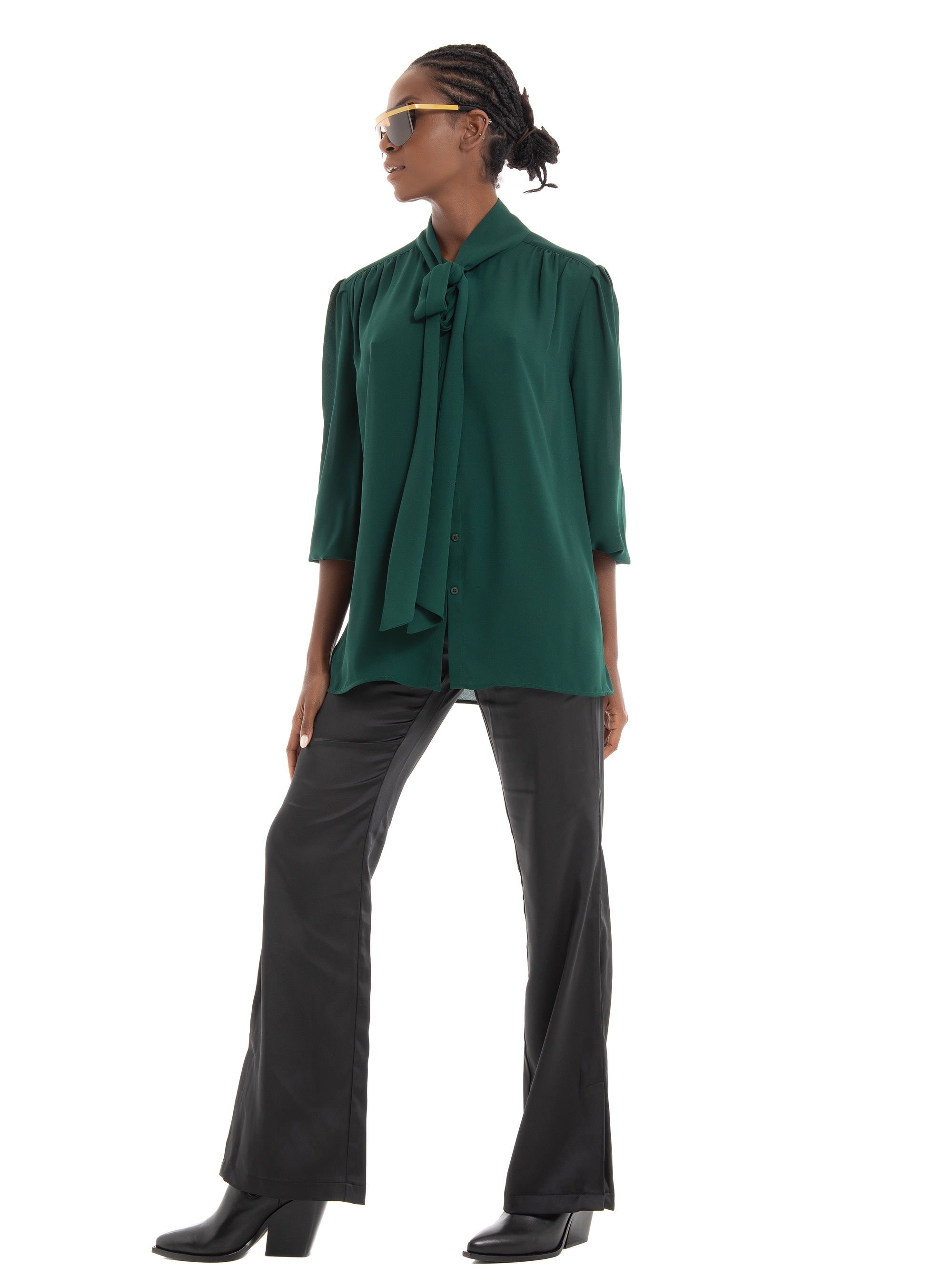 Only Paige-Mayra Mw Flared Slit Pants - Black
