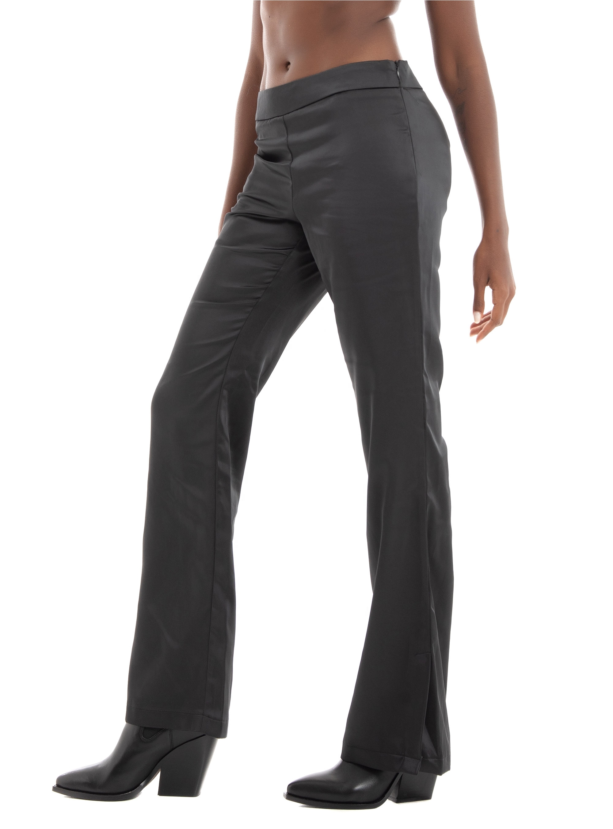 Only Paige-Mayra Mw Flared Slit Pants - Black